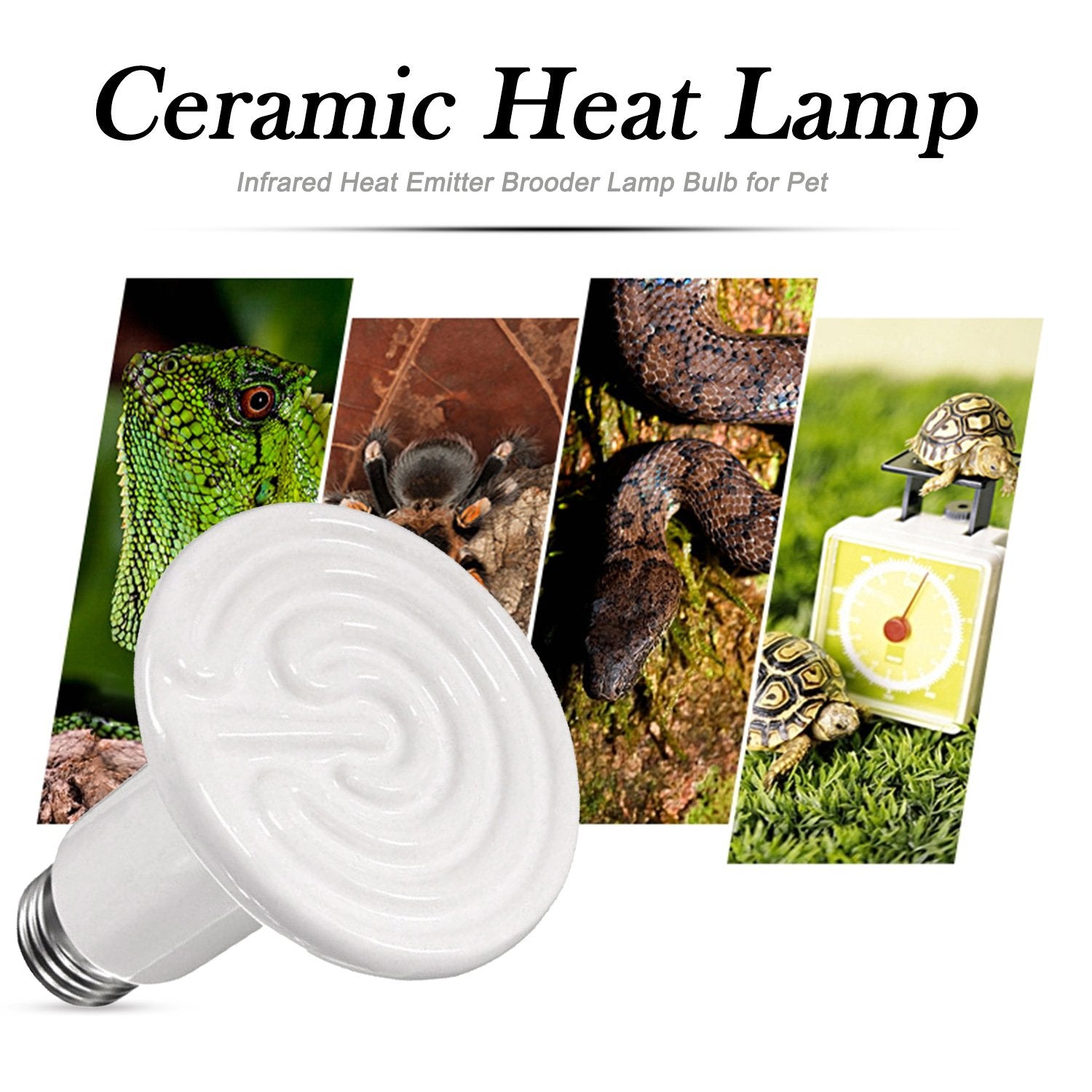 2 Pack 75W Ceramic Heat Emitter, Reptile Heat Lamp Bulb, Infrared Ceramic Heat Lamp For Reptiles, Amphibians, Chicken Brooder Co