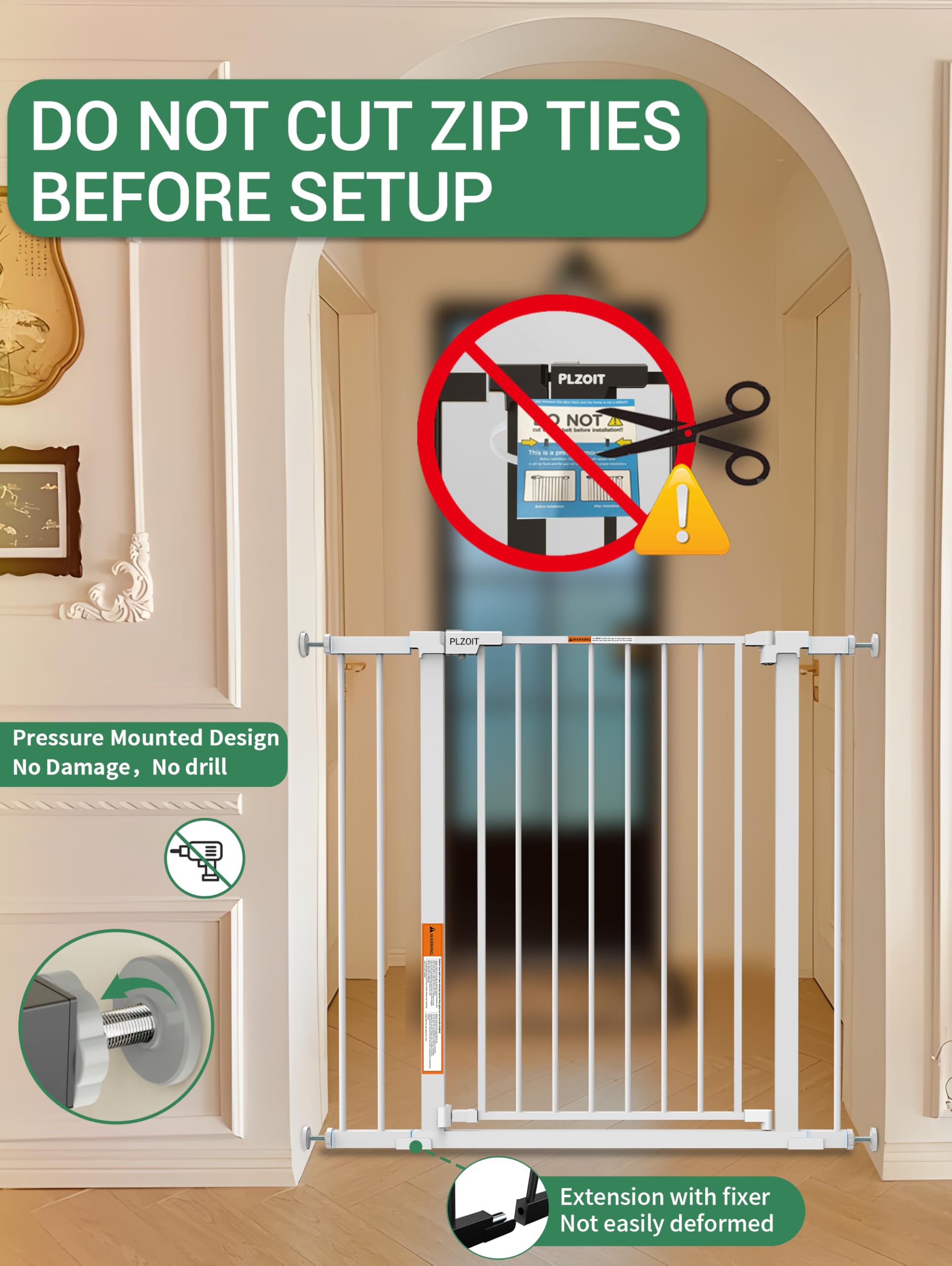 36  Extra Tall Baby Gate for Stairs, 29.5-40.5  Wide Dog Gate for Doorways, Walk Thru Auto Close Metal Pet Gate for The House, S