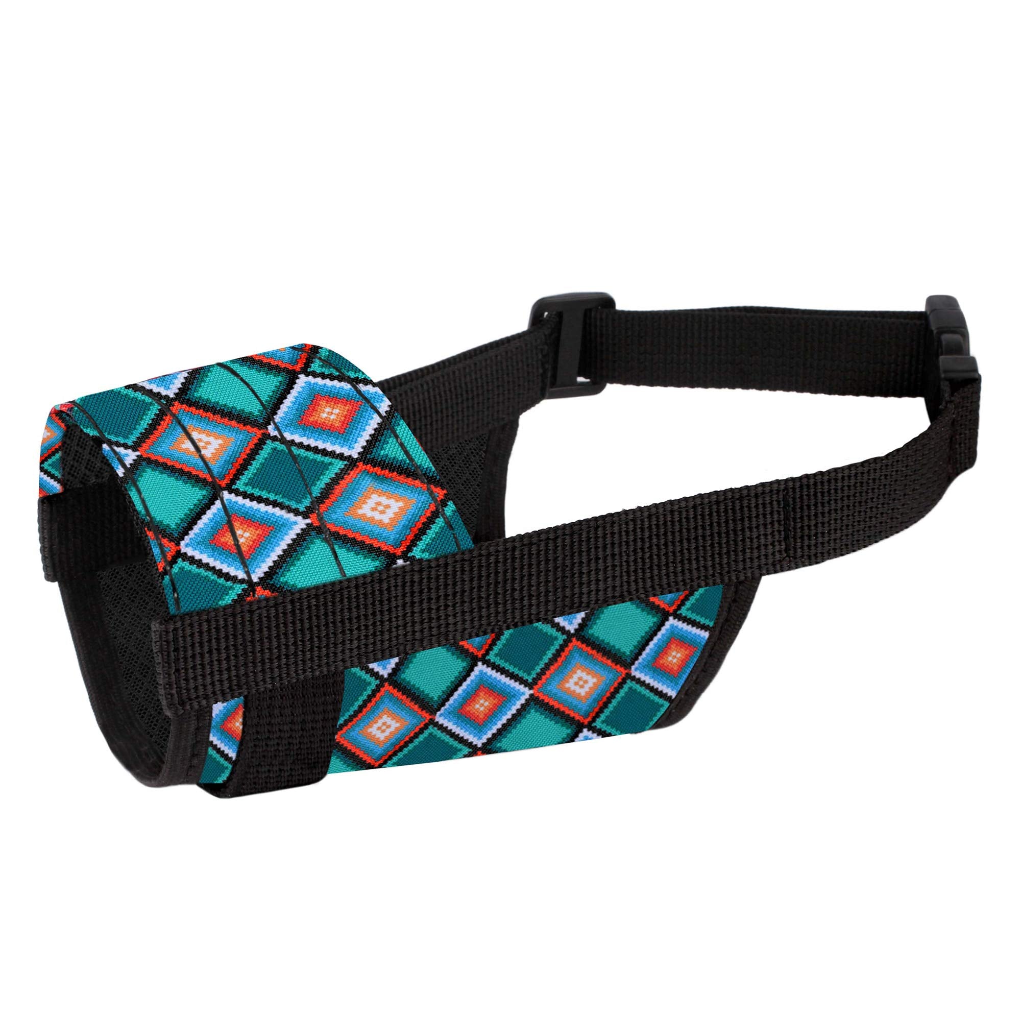 Collardirect Dog Muzzle - Adjustable Soft Breathable Tribal Nylon Dog Mouth Guard Cover For Small, Medium And Large Dogs, Anti C
