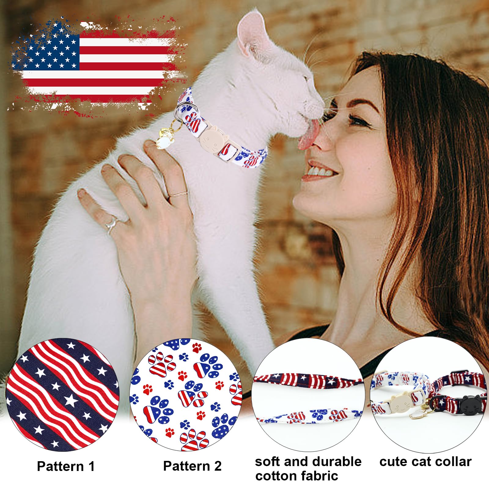 Lionheart Glory St Patrick Cat Collar Breakaway With Bell & Pendant, 2 Pack Kitten Collar Pink Green Lucky Colver Cats Collar So