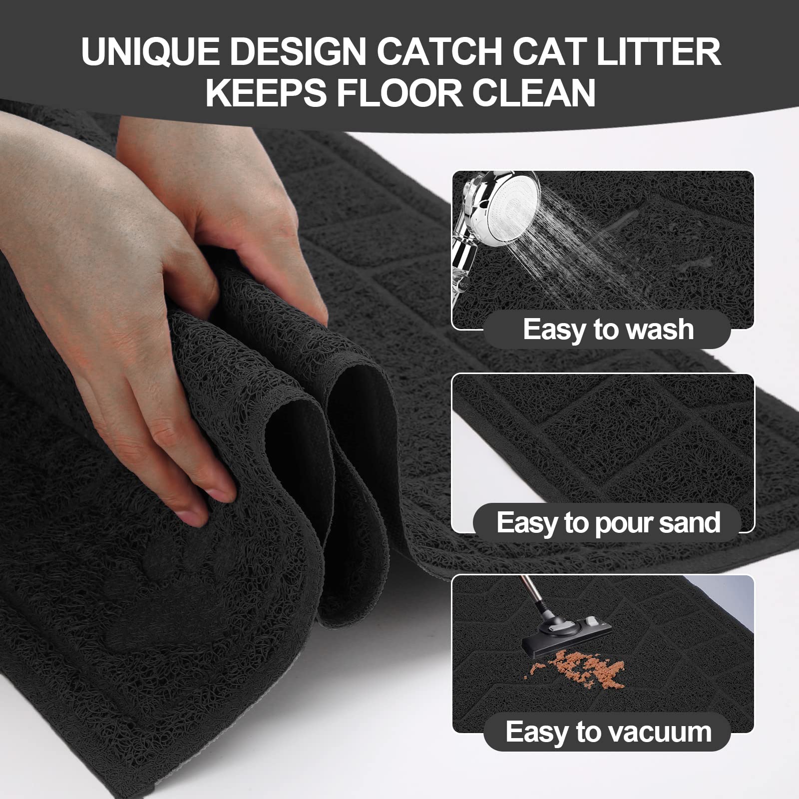 Motsamla Cat Litter Mat, Litter Trapping Mat Soft On Kitty Paws, 47' X 35' Kitten Litter Box Mat For Cleaner Floors, Waterproof, Easy Clean, Durable Xl Large Size Cat Litter Pad For Kitten.