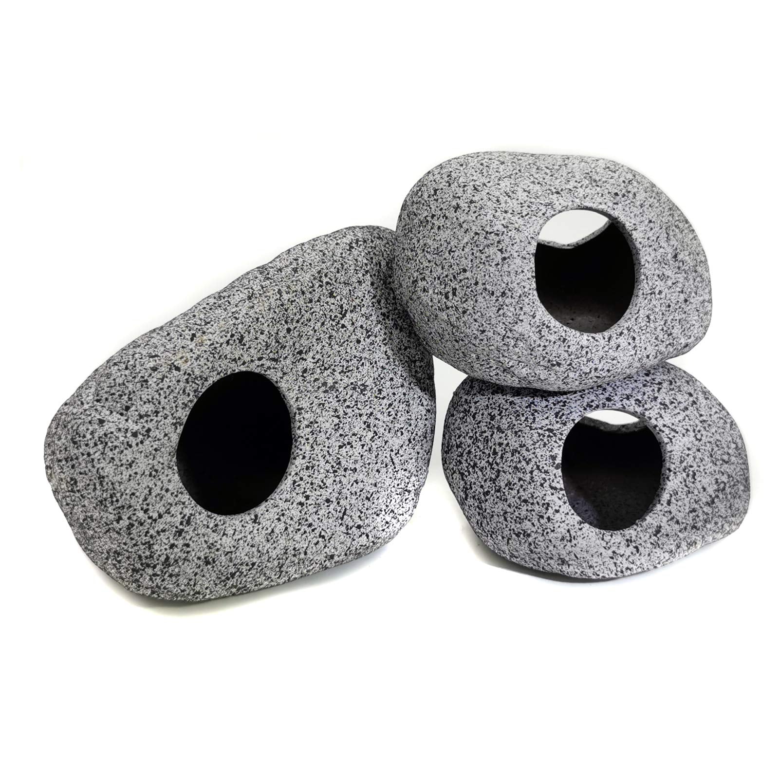 JIH Aquarium Decorations Rock, Ceramic Shelters - Shrimp Habitat, Breeding Tube, Hiding cave, Stackable Fish Tank Decor Cave for