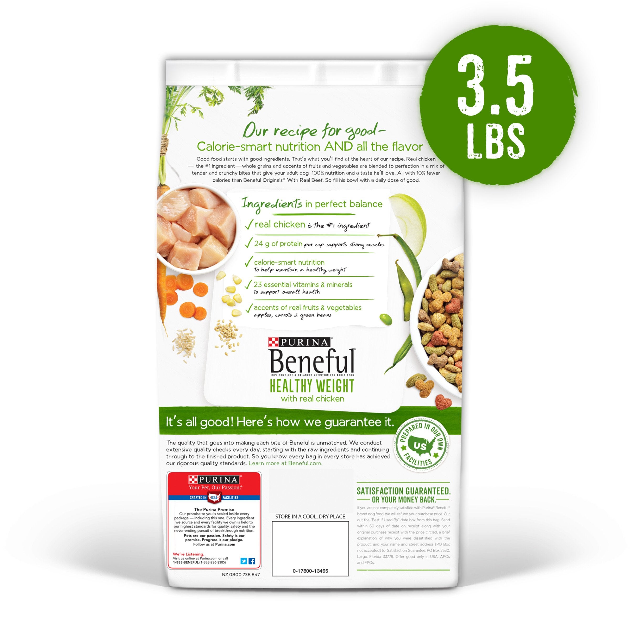Purina Beneful Healthy Weight Dry Dog Food, Healthy Weight With Farm-Raised Chicken - (6) 3.5 lb. Bags