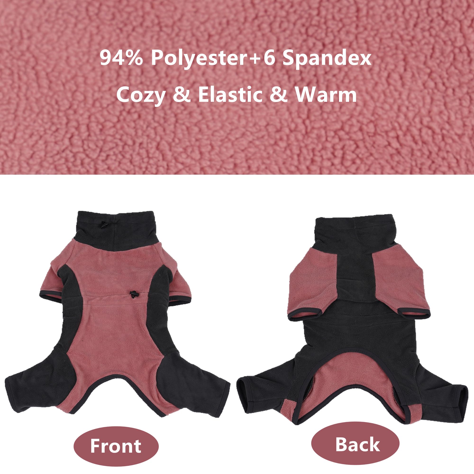 Pinellia Winter Dog Coat, Warm Fleece Jacket, Windproof Pullover Bodysuit, Fullbody Dog Pajamas Onesie - Cold Weather Clothes (L