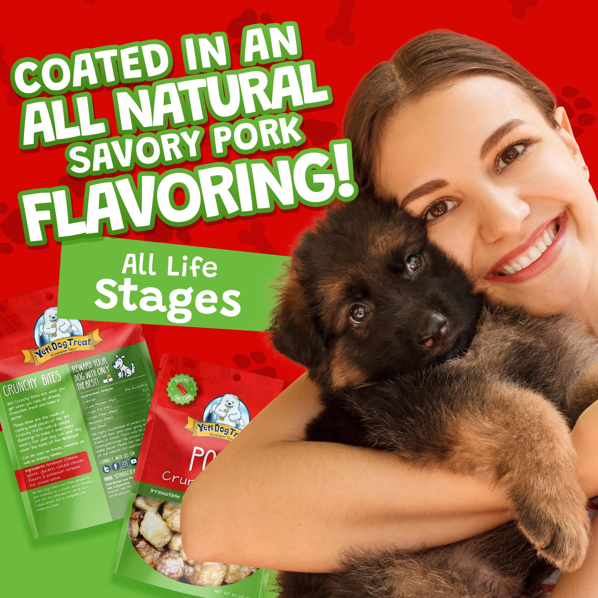 Yeti Pork Crunchy Bites Yak Cheese Dog Treats, 4 Oz