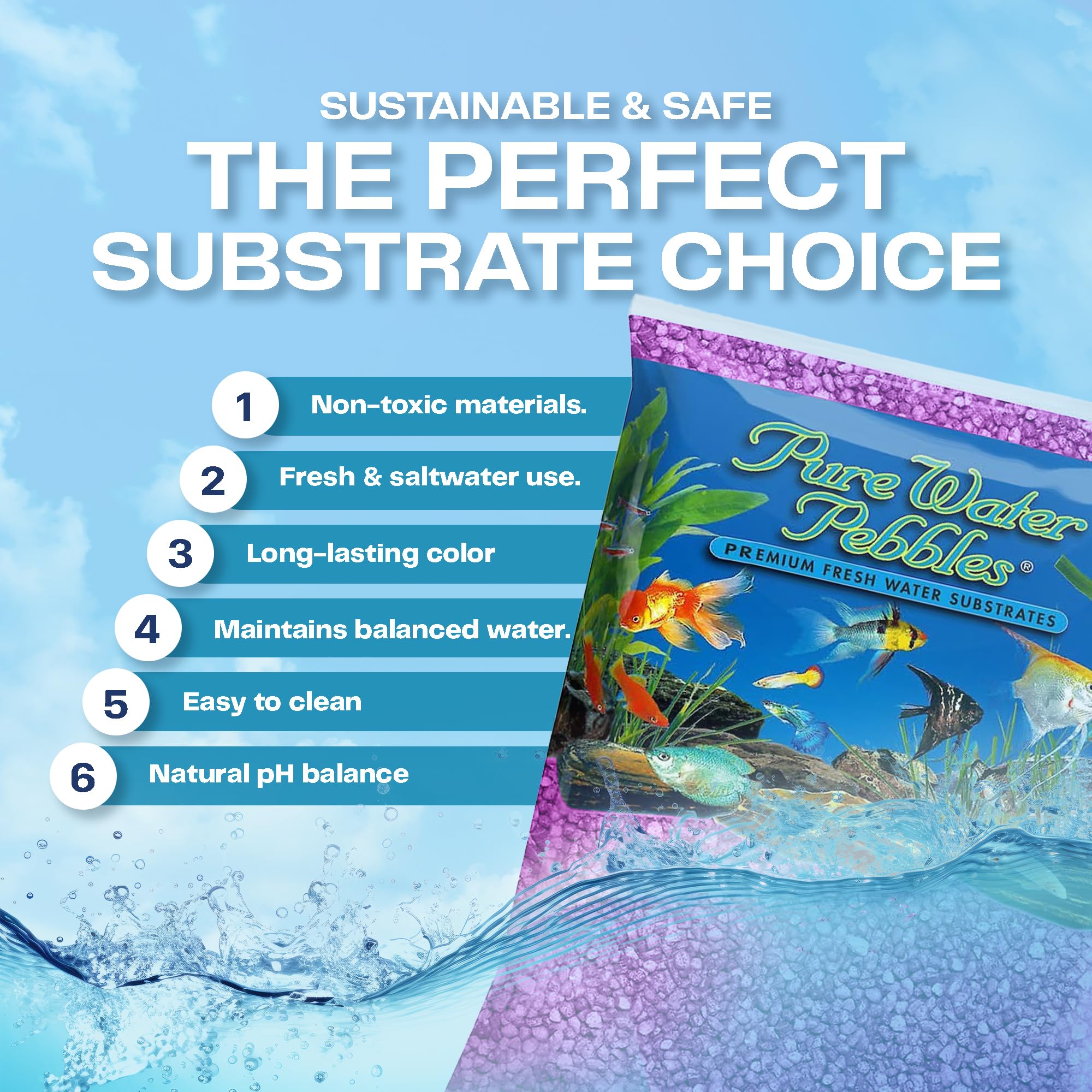 Pure Water Pebbles Purple Passion Aquarium Gravel, 2 Lbs - Premium Fish Tank Gravel, Decorative Aquarium Rocks, Ideal Fish Tank Accessories, Pebbles For Aquariums