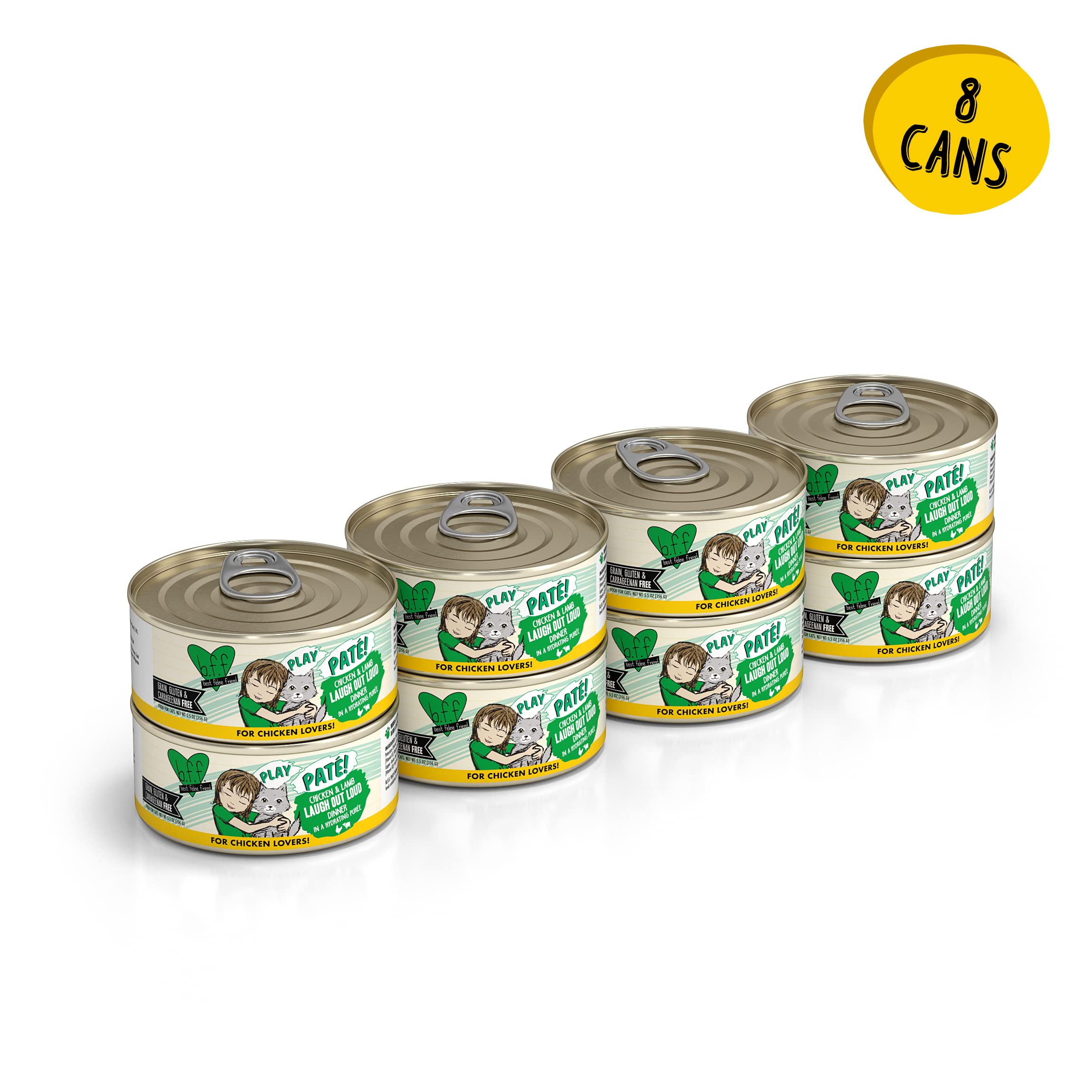 Weruva B.F.F. Play - Best Feline Friend Pat   Lovers, Aw Yeah!, Chicken & Lamb Laugh Out Loud with Chicken & Lamb, 5.5oz Can (Pa