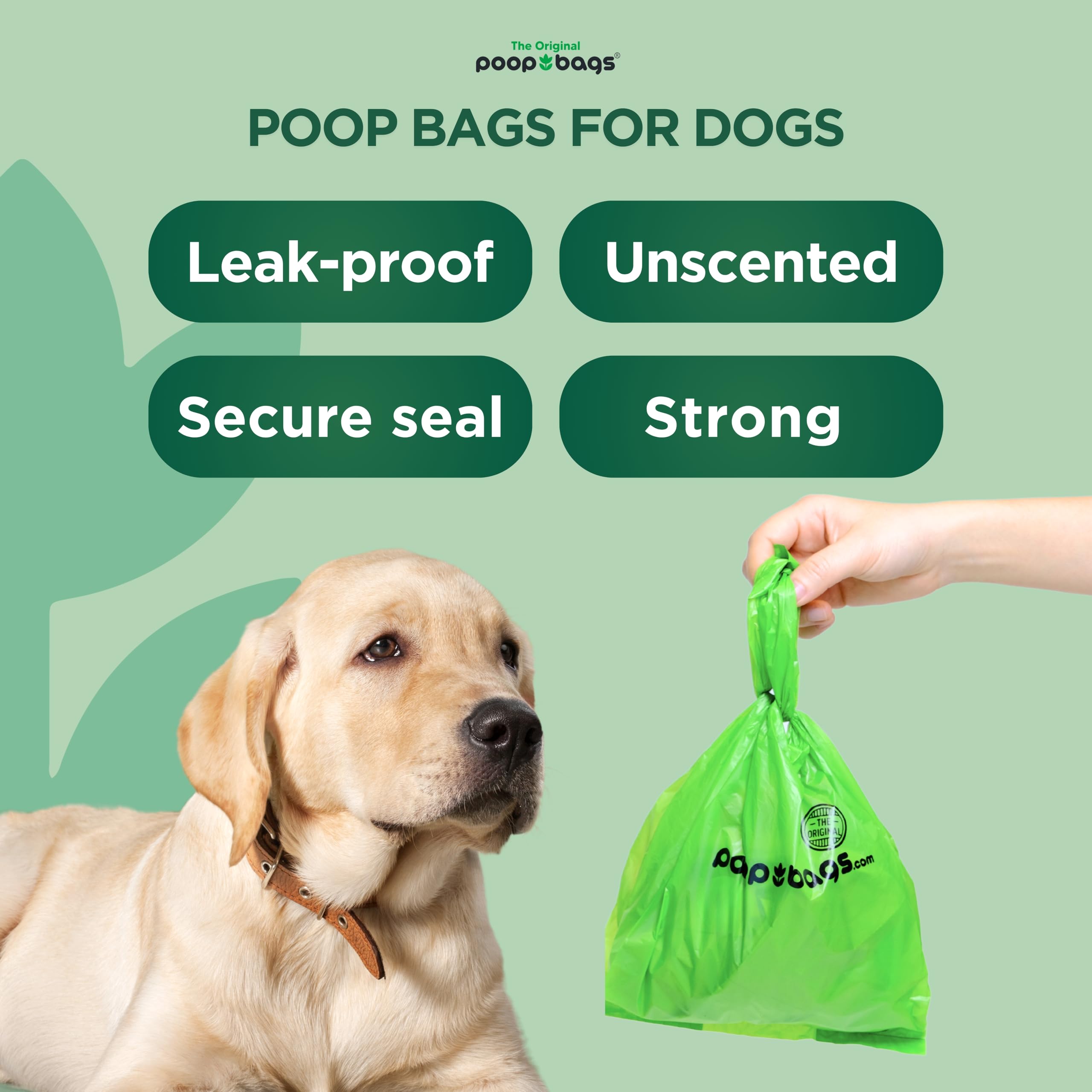 The Original Poop Bags Dog Poop Bags With Handles, 38% Plant-Based, Heavy-Duty & Leak-Proof Poop Bags For Dogs, 300 Count