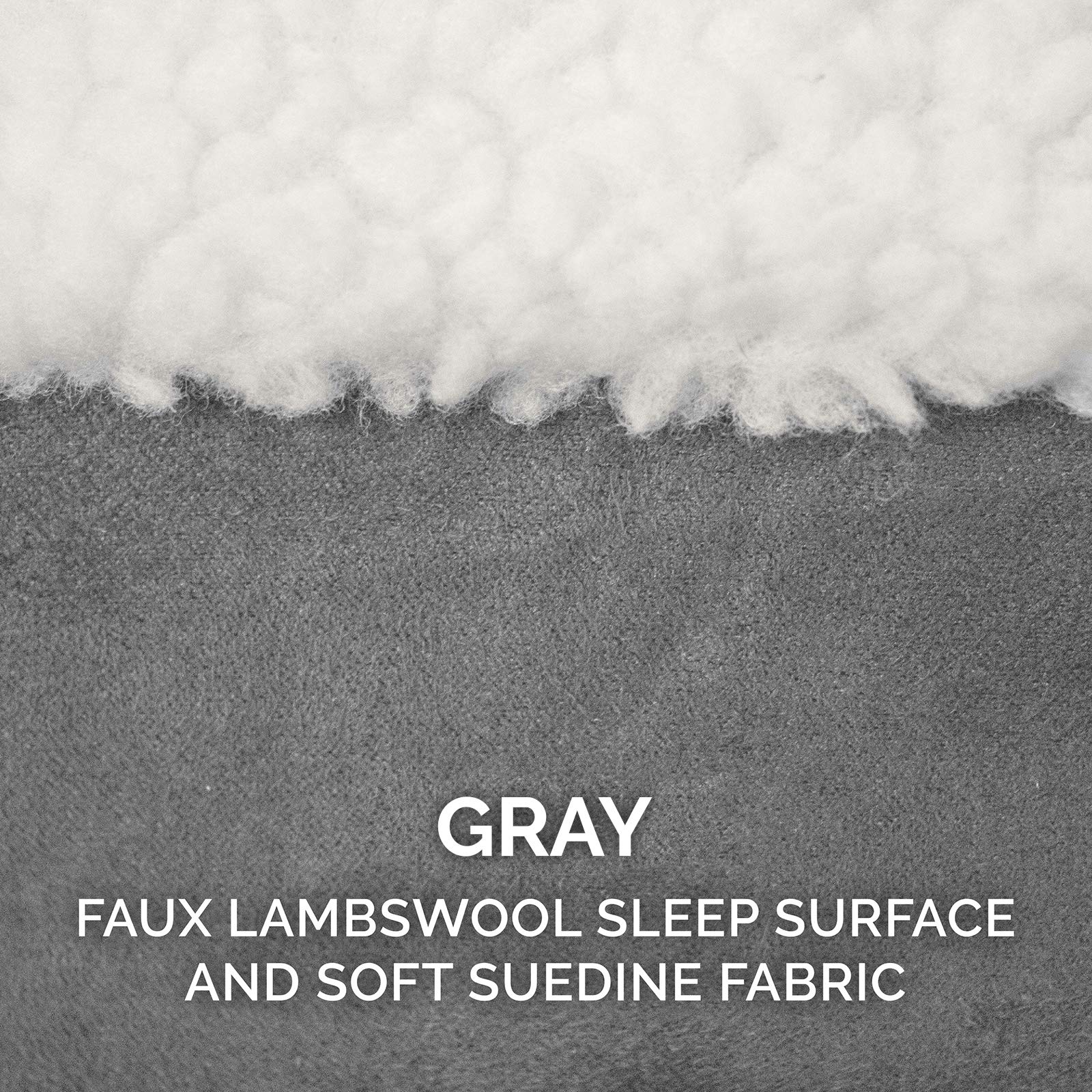 Furhaven Replacement Dog Bed Cover Sherpa & Suede Snuggery, Machine Washable - Gray, 44-Inch