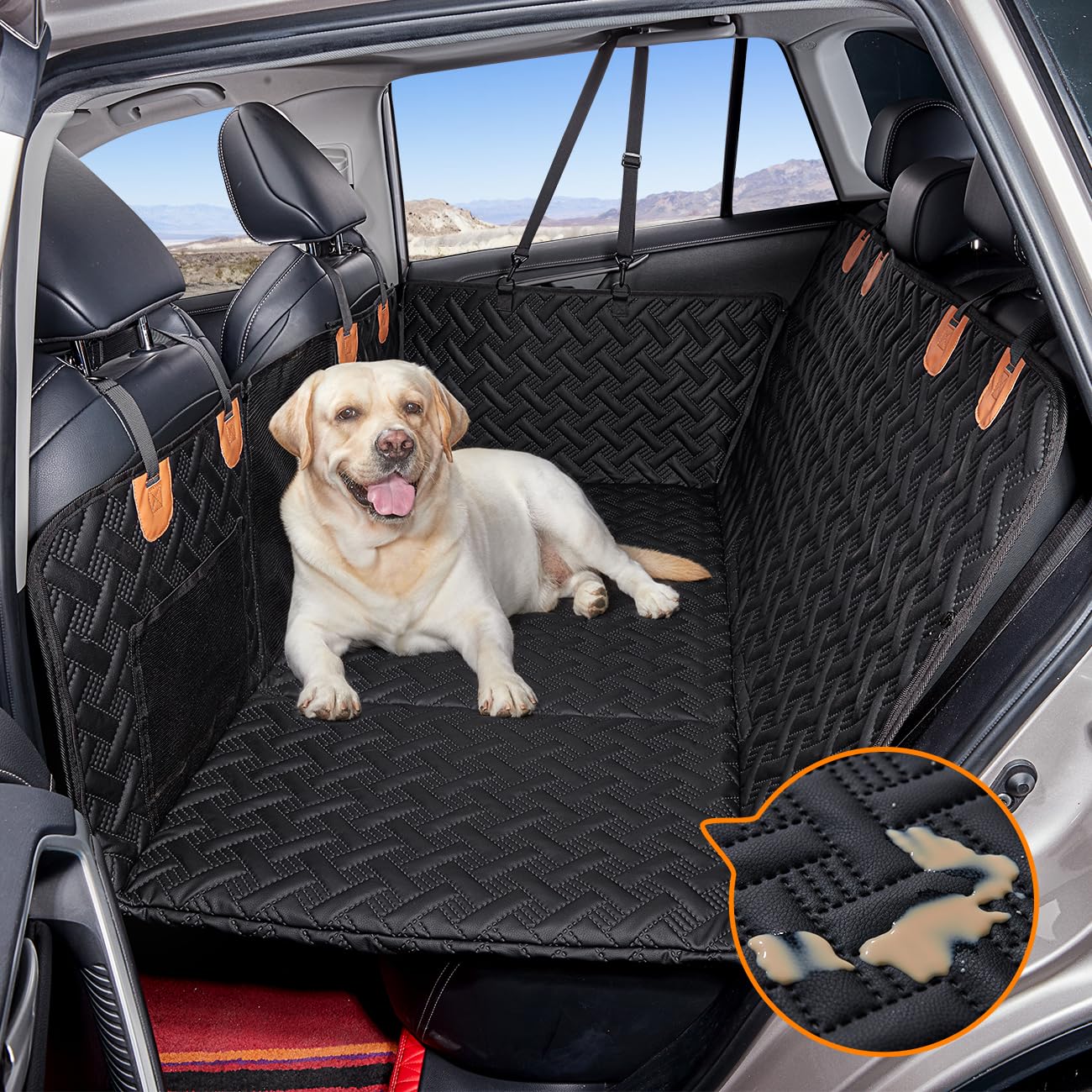 MAXFUT Dog Back Seat Extender,Backseat Pet Cover for Dogs,Rear Dog Car Seat Cover for Back Seat,Hard Bottom Car Seat Cover for D