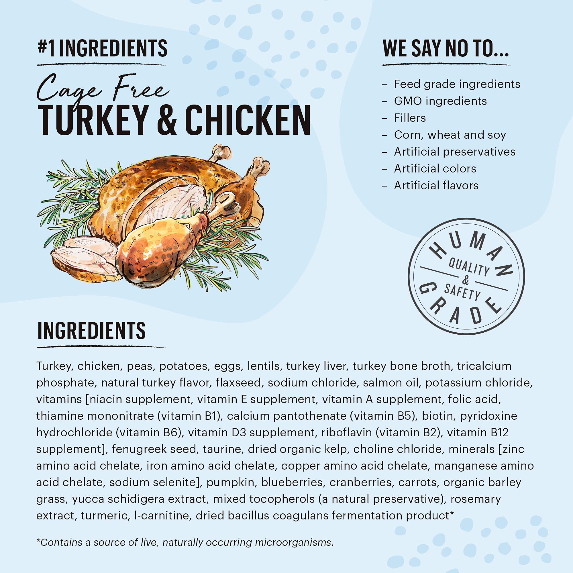The Honest Kitchen Whole Food Clusters Grain Free Turkey & Chicken Dry Cat Food, 4 lb Bag