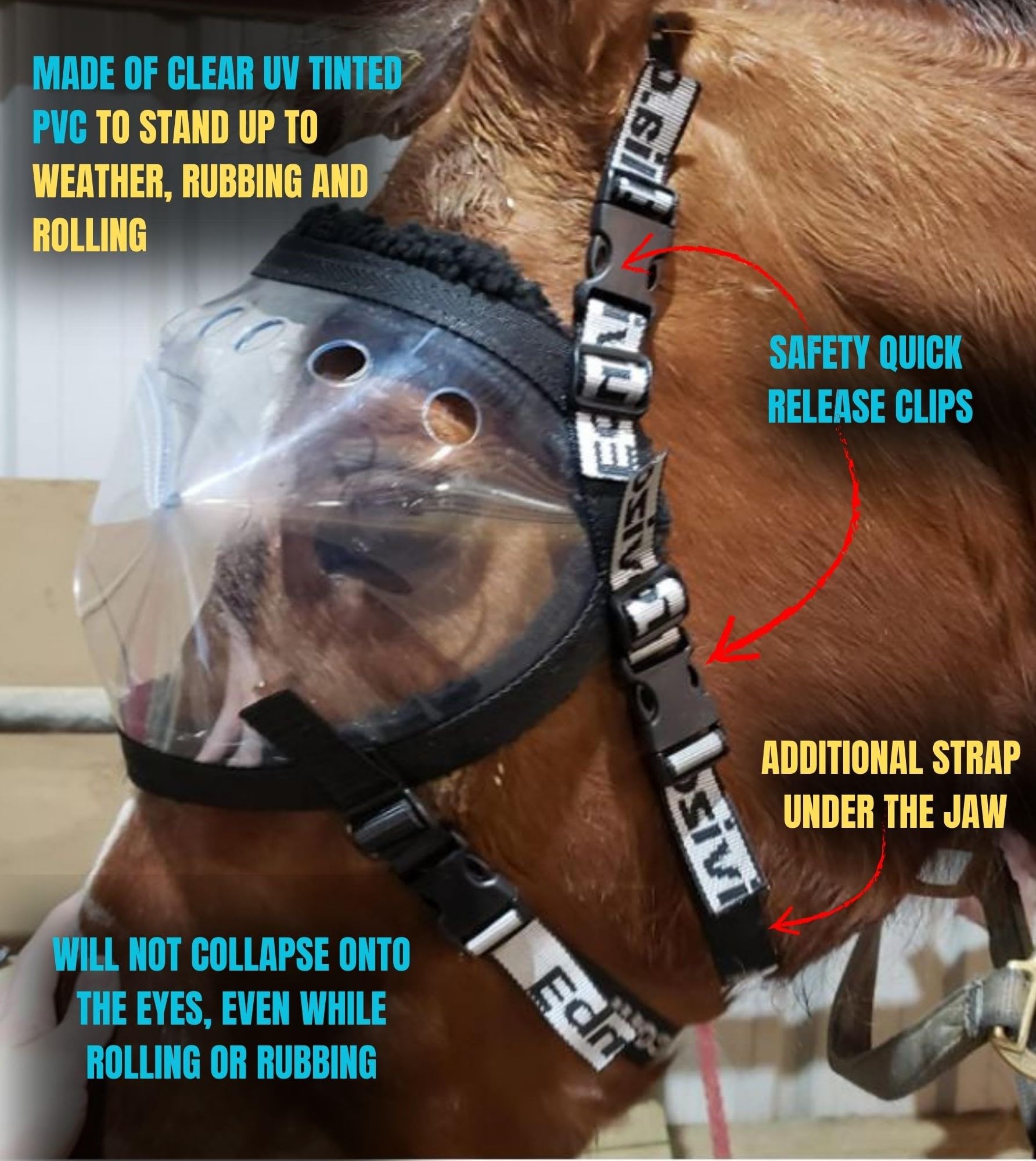 Recovery Vizor, (Size Full - Clear UV Tint) Medical and Preventative Horse Eye (Goggle) Protection Mask for Uveitis, Injury, Scr