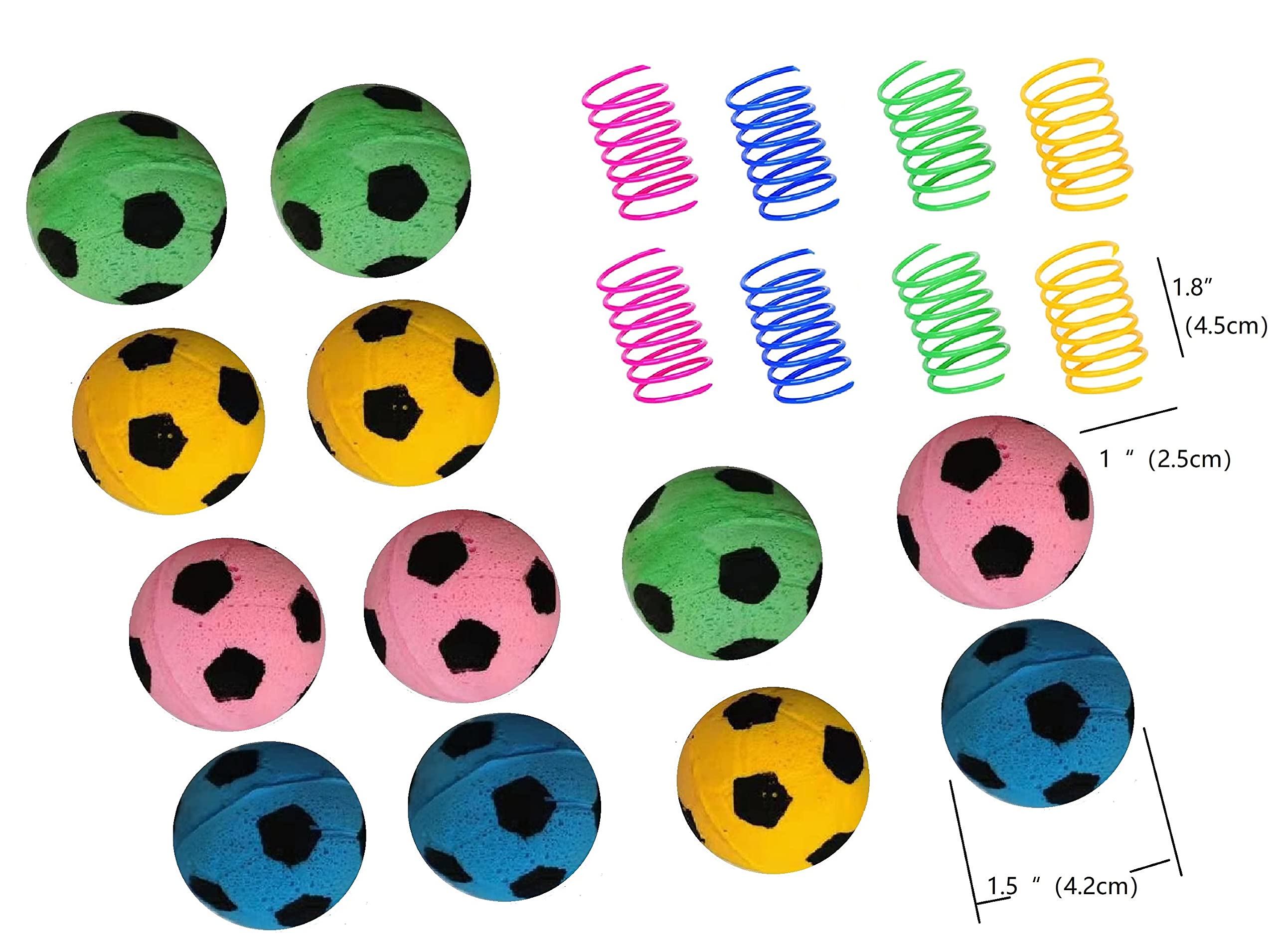 Ginfh Cat Foam Ball Cat Sponge Ball Toy Cat Soccer Ball Toy (Balls&Spring Smixing)