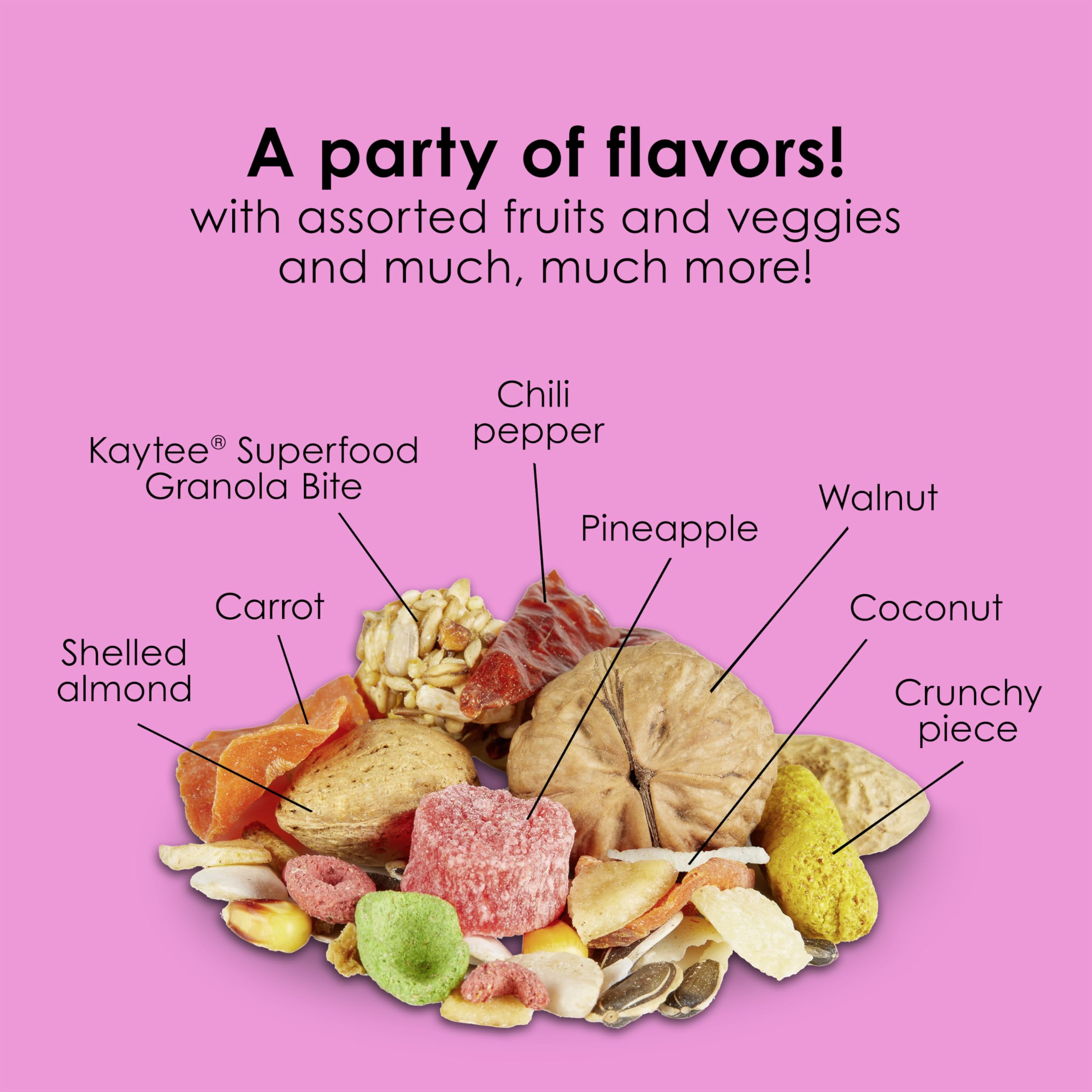 Kaytee Fiesta Big Bites Macaw Food, Nutritious and Fun Blend, Supports Skin, Feather, Digestion, Brain and Heart Health, 10 poun