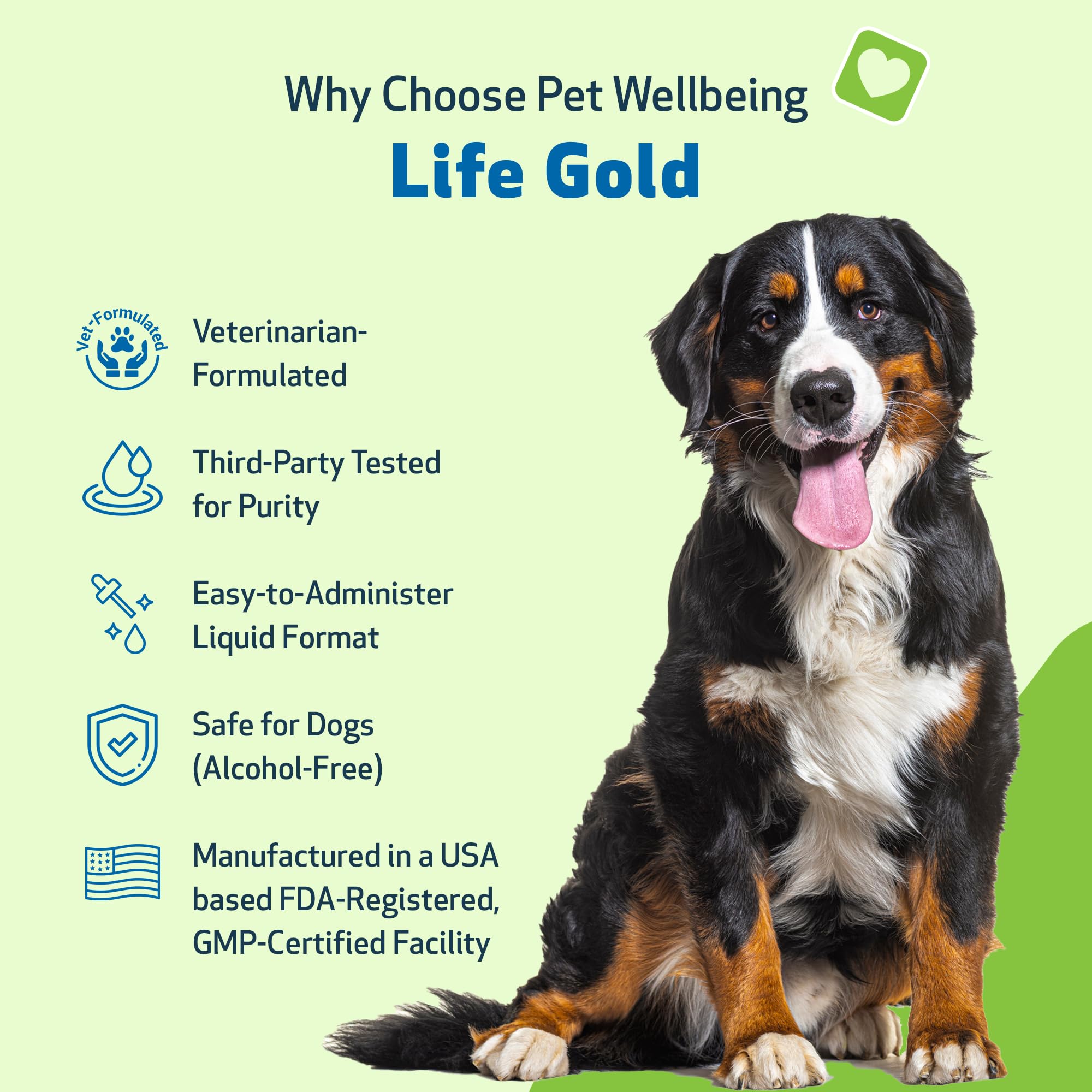 Pet Wellbeing Life Gold for Dogs - Vet-Formulated - Immune Support and Antioxidant Protection - Natural Herbal Supplement 2 oz (