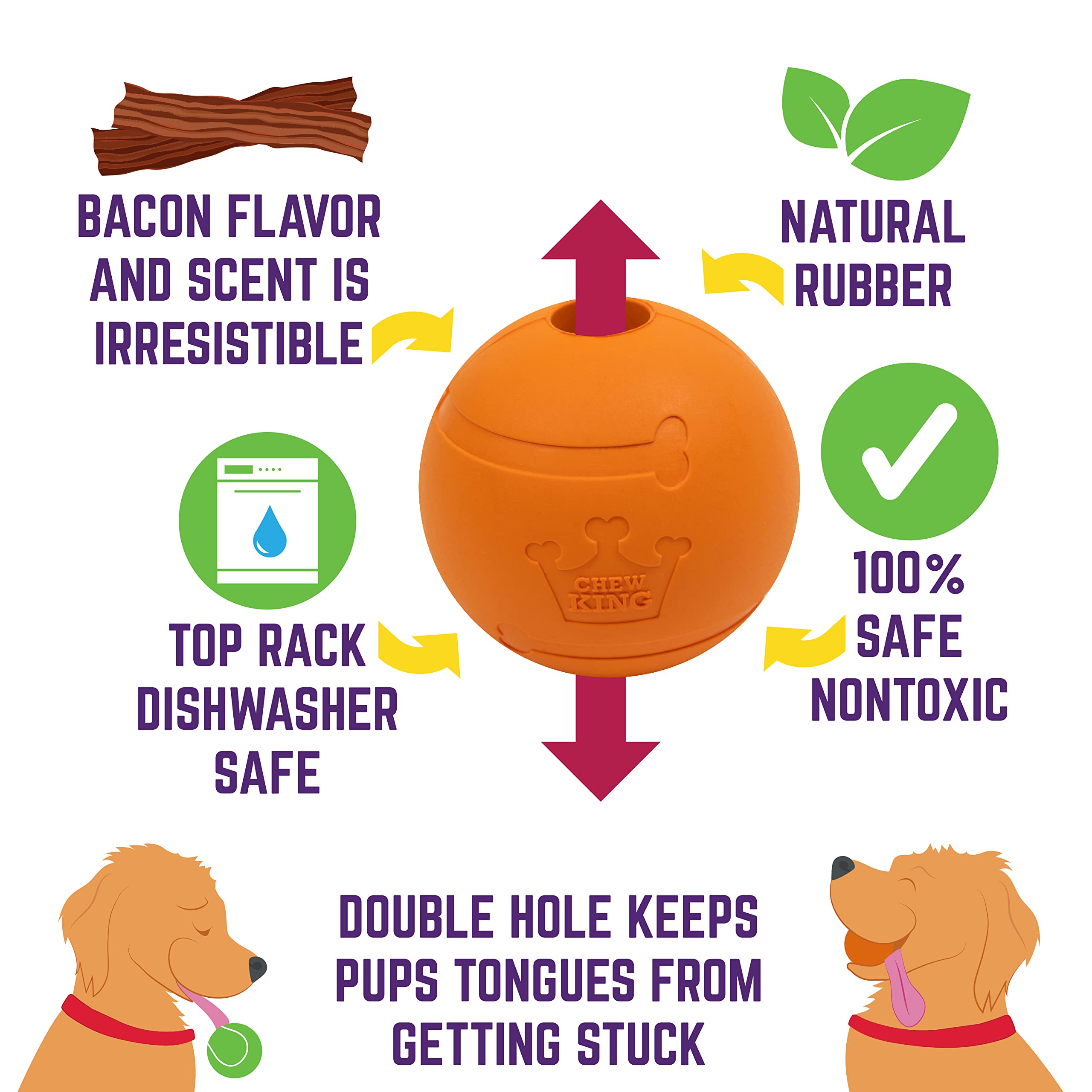 Chew King 3 Inch Bacon Flavor Rubber Balls 2 Pack