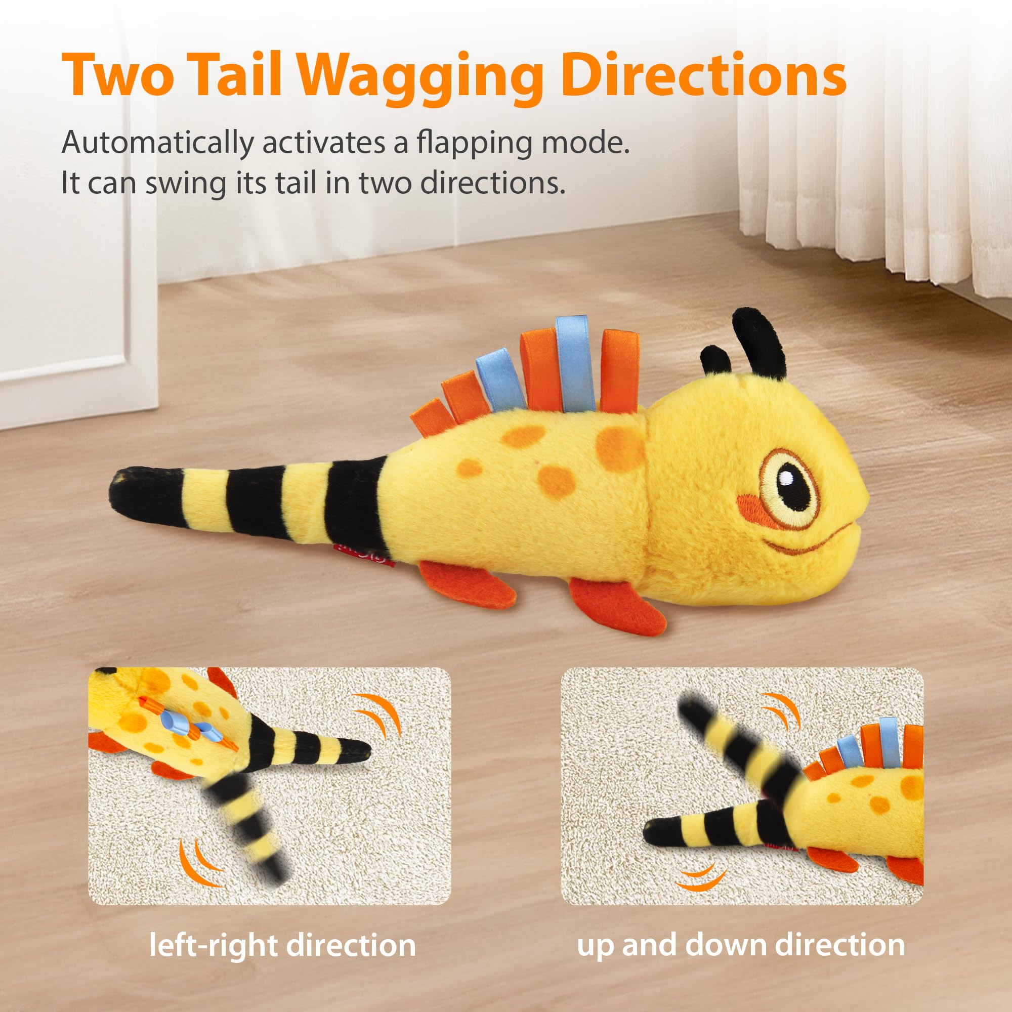 Petgeek Gigwi Flapping Cat Toys For Indoor Cats, Rechargeable Lifelike Interactive Lizard Cat Toy Tweet, 2 Modes Wagging Tail Ca