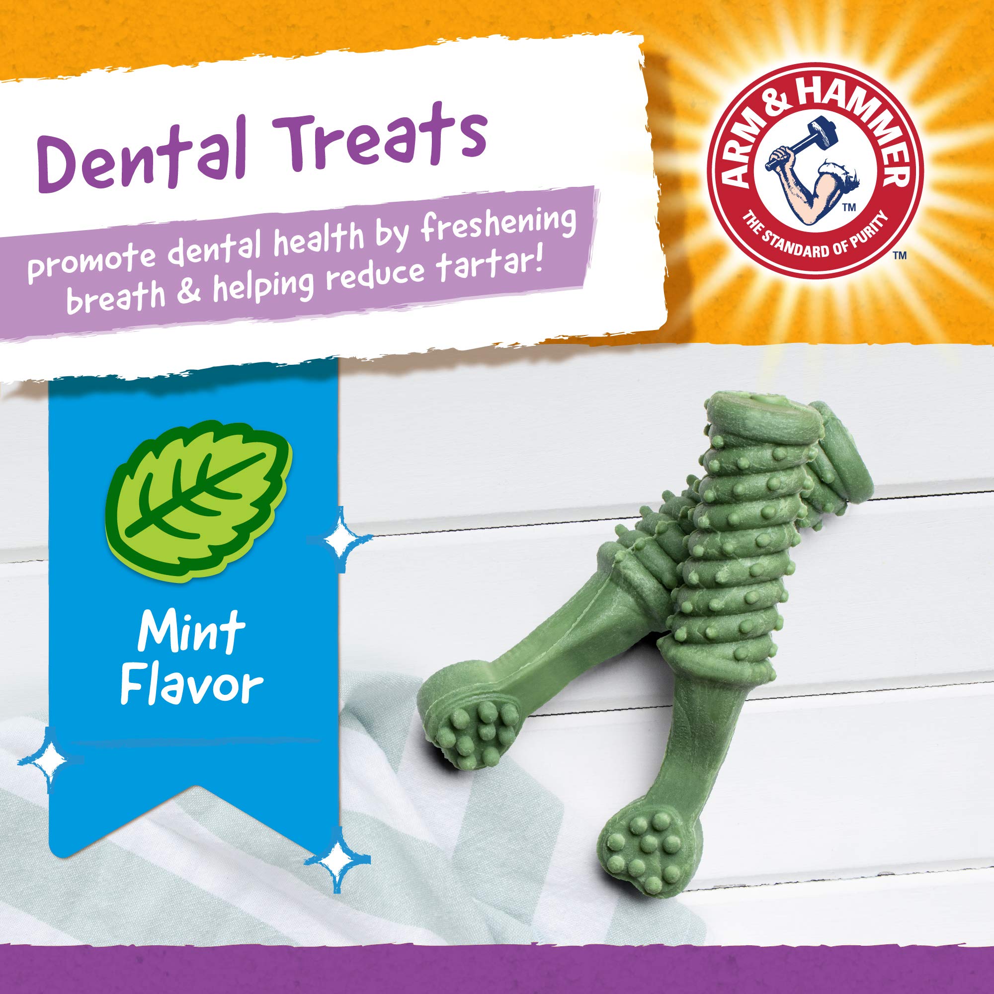 Arm & Hammer For Pets Brushies Dental Treats for Dogs | Dog Dental Chews with Baking Soda Fight Bad Breath, Plaque & Tartar with