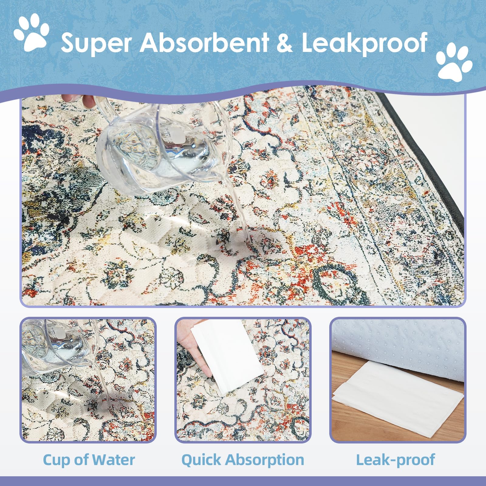 Sclose Washable Pee Pads For Dogs 2 Pack, 36'' X 24'' Reusable Puppy Pads Waterproof, Super Absorbent Dog Rugs, Leakproof, Dog C