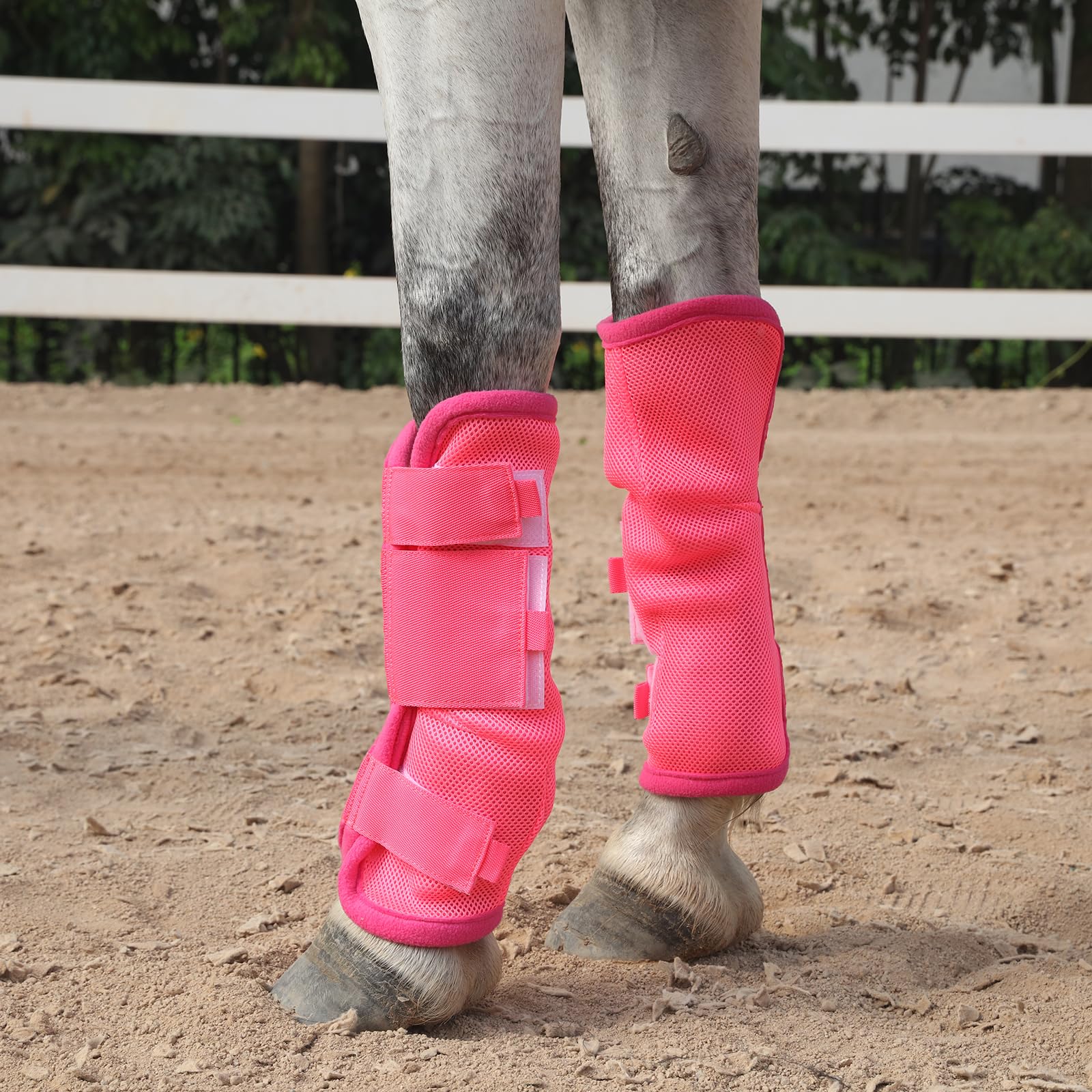 Gallopoff Fly Boots For Horses Set Of 4, Non-Slip Horse Fly Boots, Comfy Airflow Mesh, No More Stomping & Horsefly Nuisance Pink