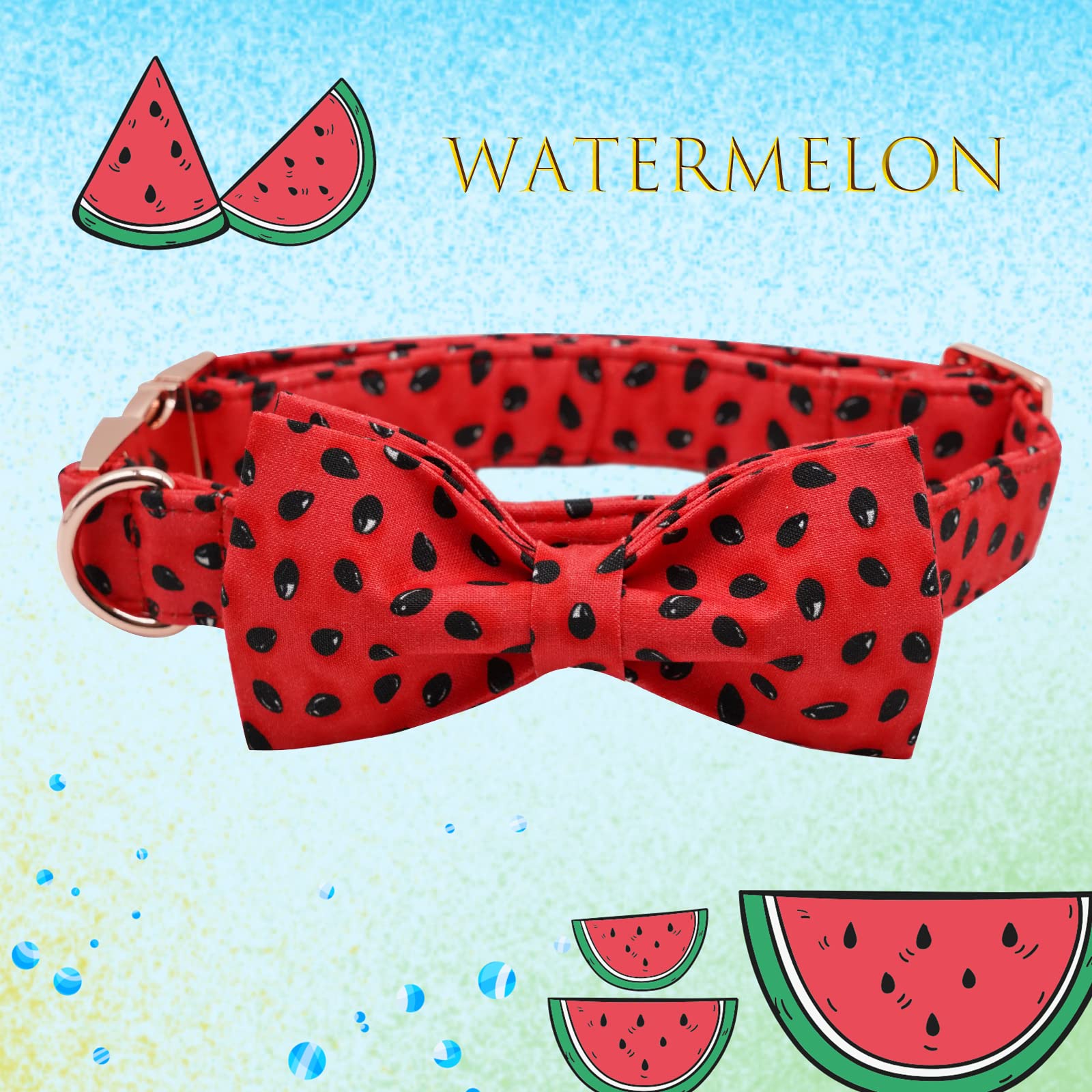 Lionheart Glory Dog Collar, Watermelon Dog Collar With Bow, Summer Dog Bowtie Collar Cute Pet Collar Gift For X-Large Dog