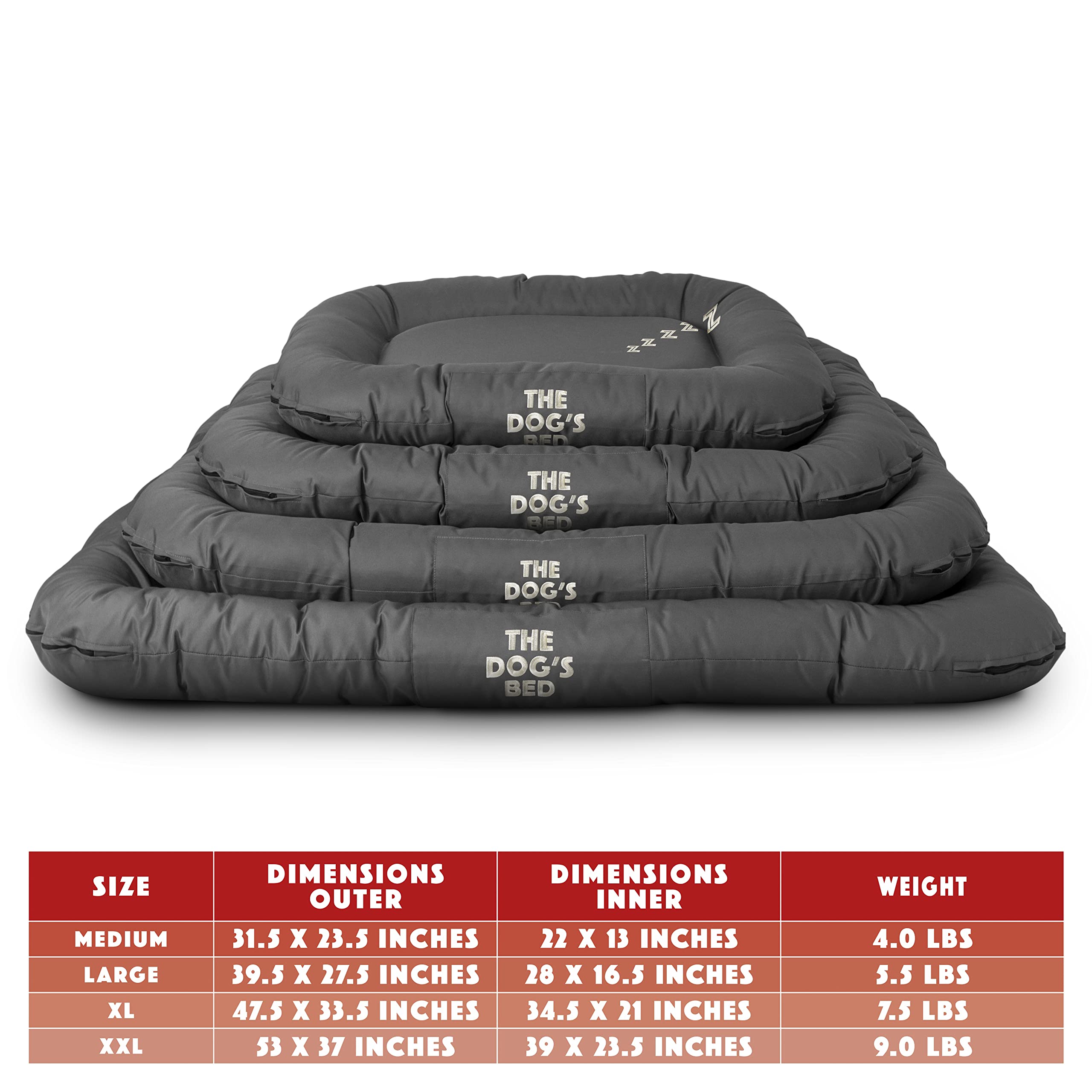 The Dog’S Bed Utility Waterproof Dog Bed, Xxl, Durable Grey Oxford Fabric, Tough Ykk Zippers, Washable Reversible Cover, Dog Beds For Home Car Crate & Yard, Puppy & All Pet Comfort, Veterinary Approved