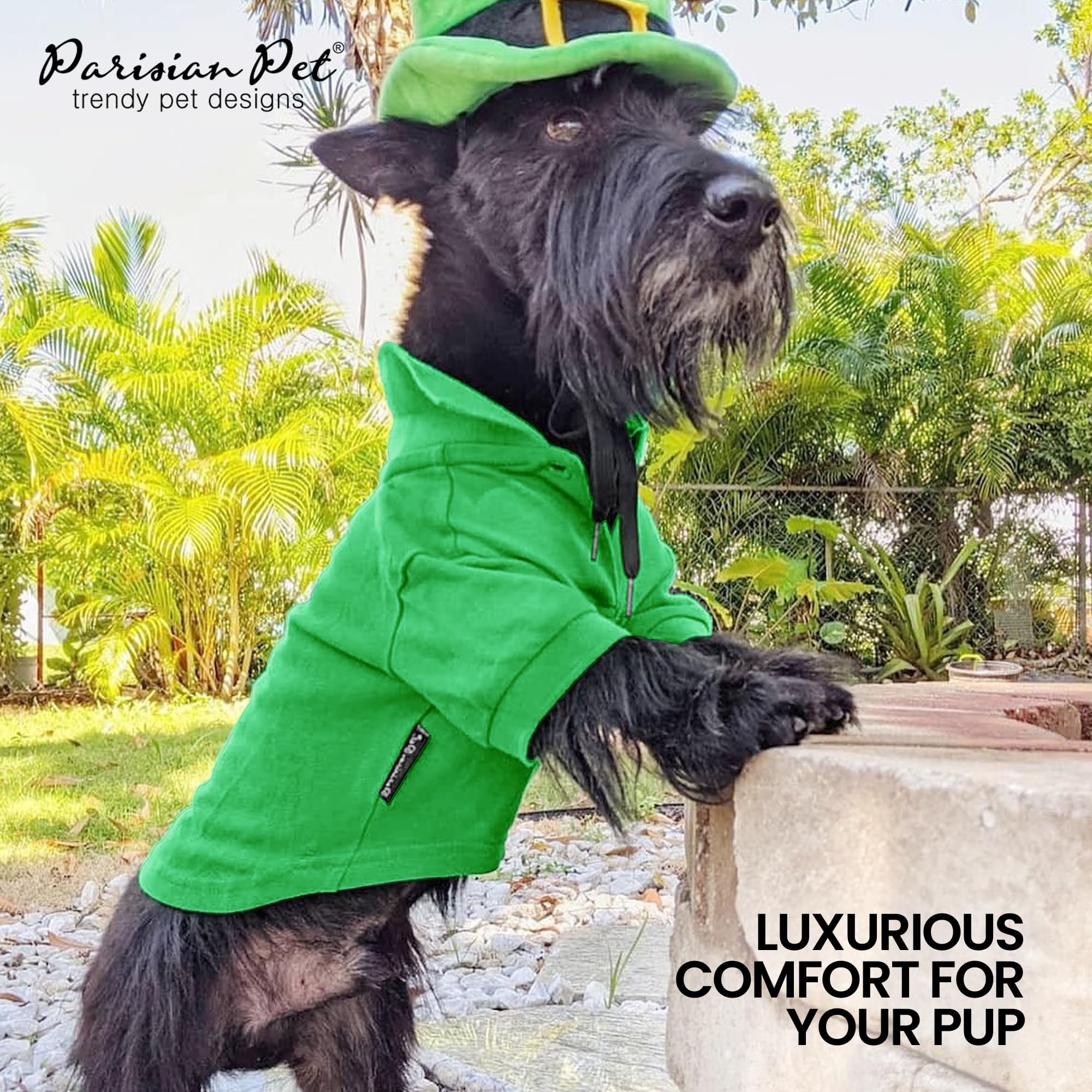 Parisian Pet Dog Polo Shirts - Breathable Dog Cotton Shirt - Solid Green Color, Summer Pullover Dog Clothes - Button Up Collar,