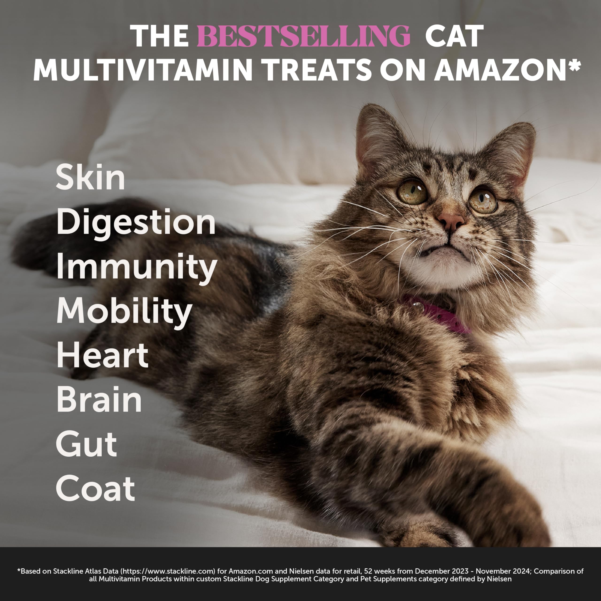 Cat Multivitamin Chews - Cat Treats for Health + Immune, Joint Support, Skin & Coat, and Digestion - Omega 3s, Lysine & Probioti