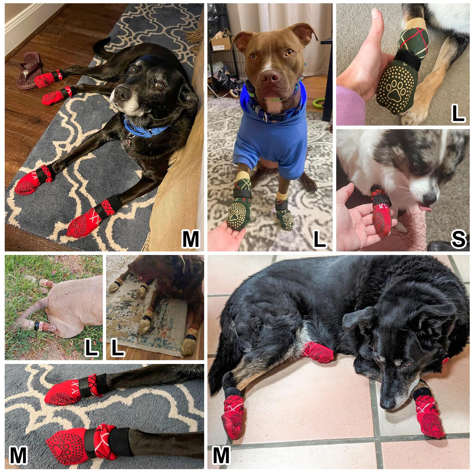BEAUTYZOO Dog Paw Protectors - Anti Slip, Non Slip Socks for Hardwood Floors, Senior Dogs - Size S