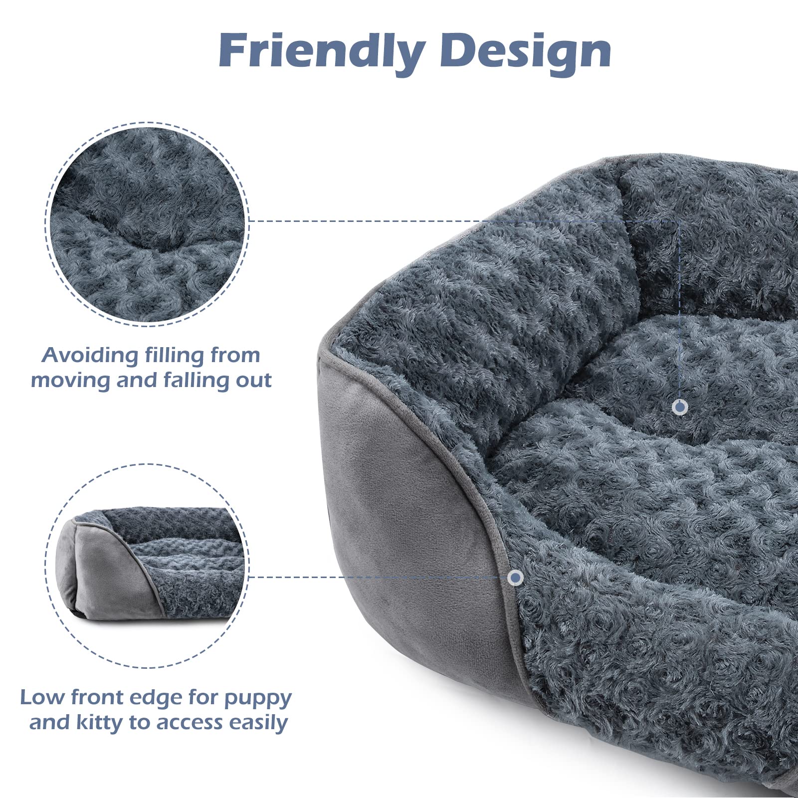Invenho Medium Dog Bed For Large Medium Small Dogs, Rectangle Washable Dog Bed, Orthopedic Dog Bed, Soft Calming Sleeping Puppy Bed Durable Pet Cuddler With Anti-Slip Bottom M(25'X21'X8')