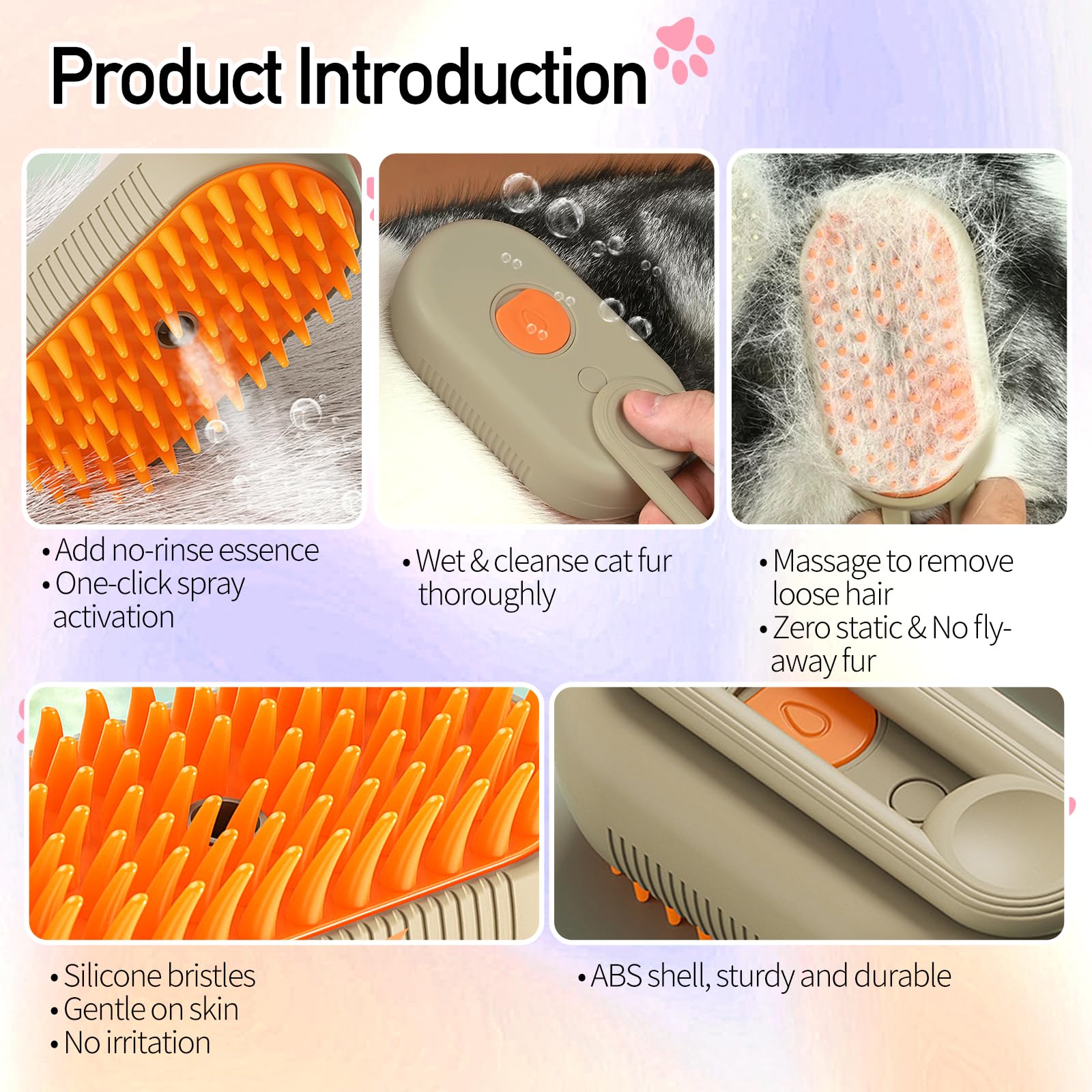 Steam Pet Brush, Steaming Cat Brush, 2025 New 3 In 1 Pet Steam Groomer Brushes, Lifweb-E-Comb,Massaging And Cleaning Hair Remova