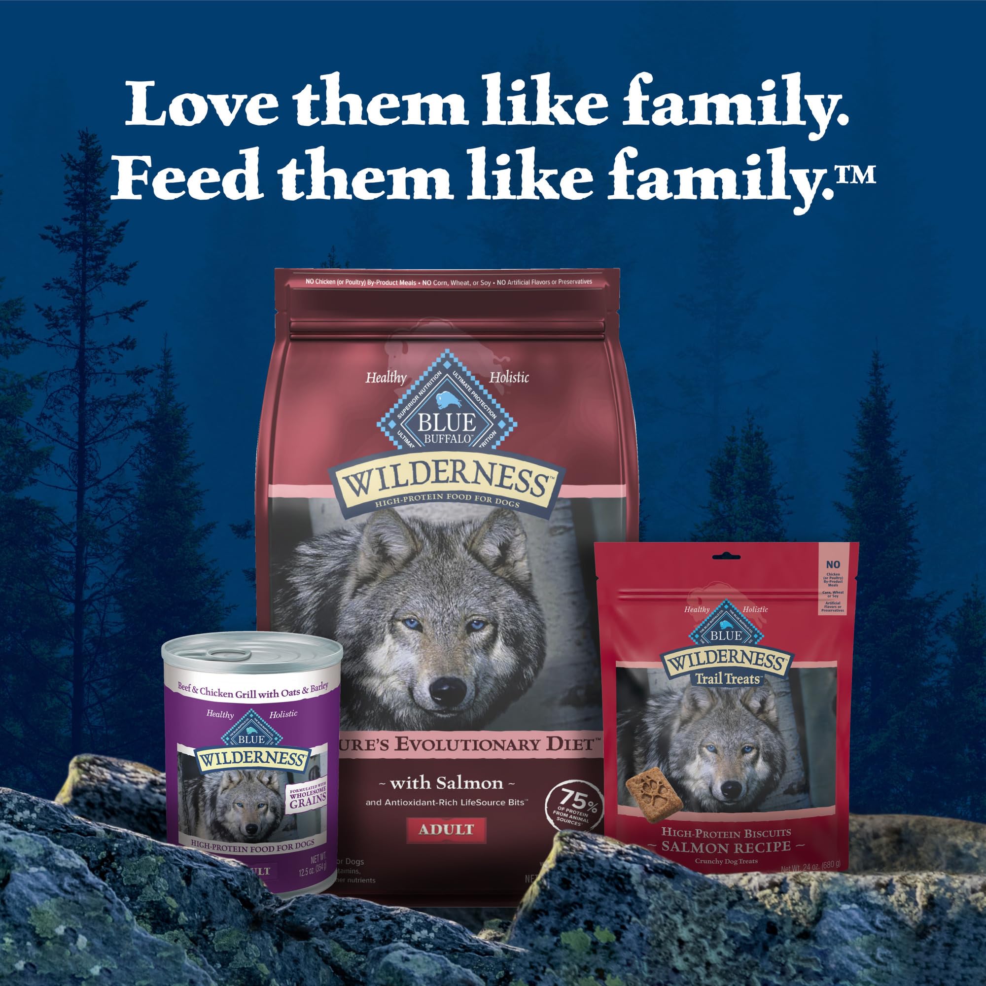 Blue Buffalo Wilderness Natural High-Protein Dry Food for Adult Dogs, Salmon Recipe, 4.5-lb. Bag