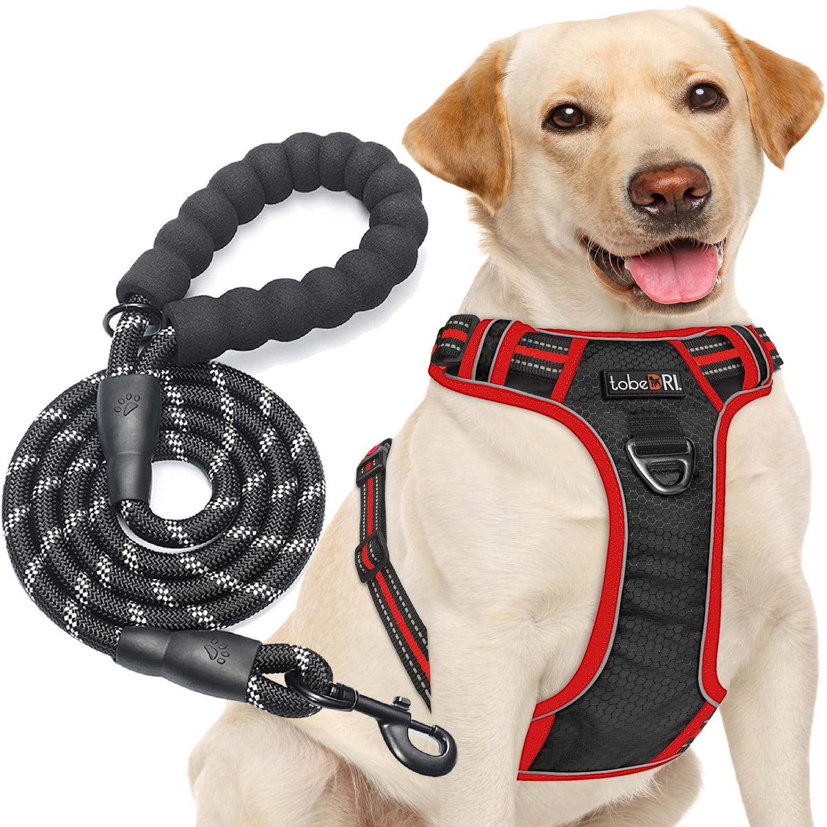 Tobedri No Pull Harness Adjustable Reflective Oxford Easy Control Medium Large Dogs With A Free Heavy Duty 5Ft Leash