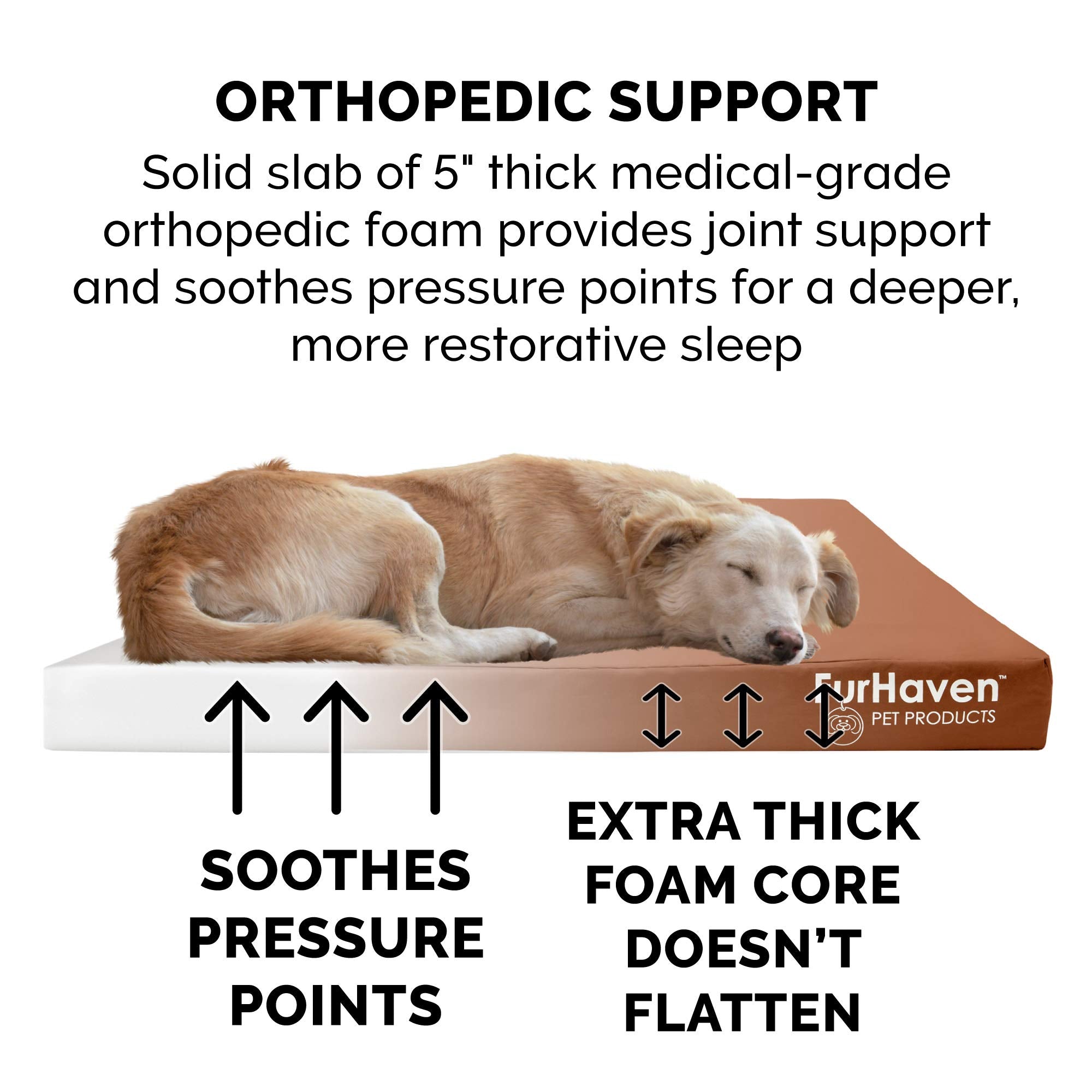 Furhaven Water-Resistant Orthopedic Dog Bed for Large Dogs w/ Removable Washable Cover, For Dogs Up to 125 lbs - Indoor/Outdoor