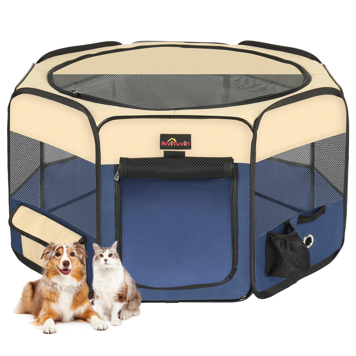 Aivituvin Portable Pet Playpen, 29'' Foldable Dog Playpen For Dogie Kitten Rabbit, Exercise Playpen Tent Indoor/Outdoor Use With