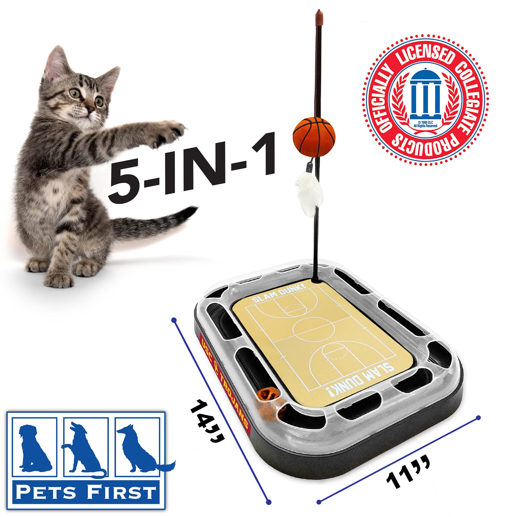 Cats Scratcher Ncaa Usc Trojans Basketball Court Cat Scratcher Toy With Catnip Filled Plush Basketball Toy & Feather Cat Toy Han