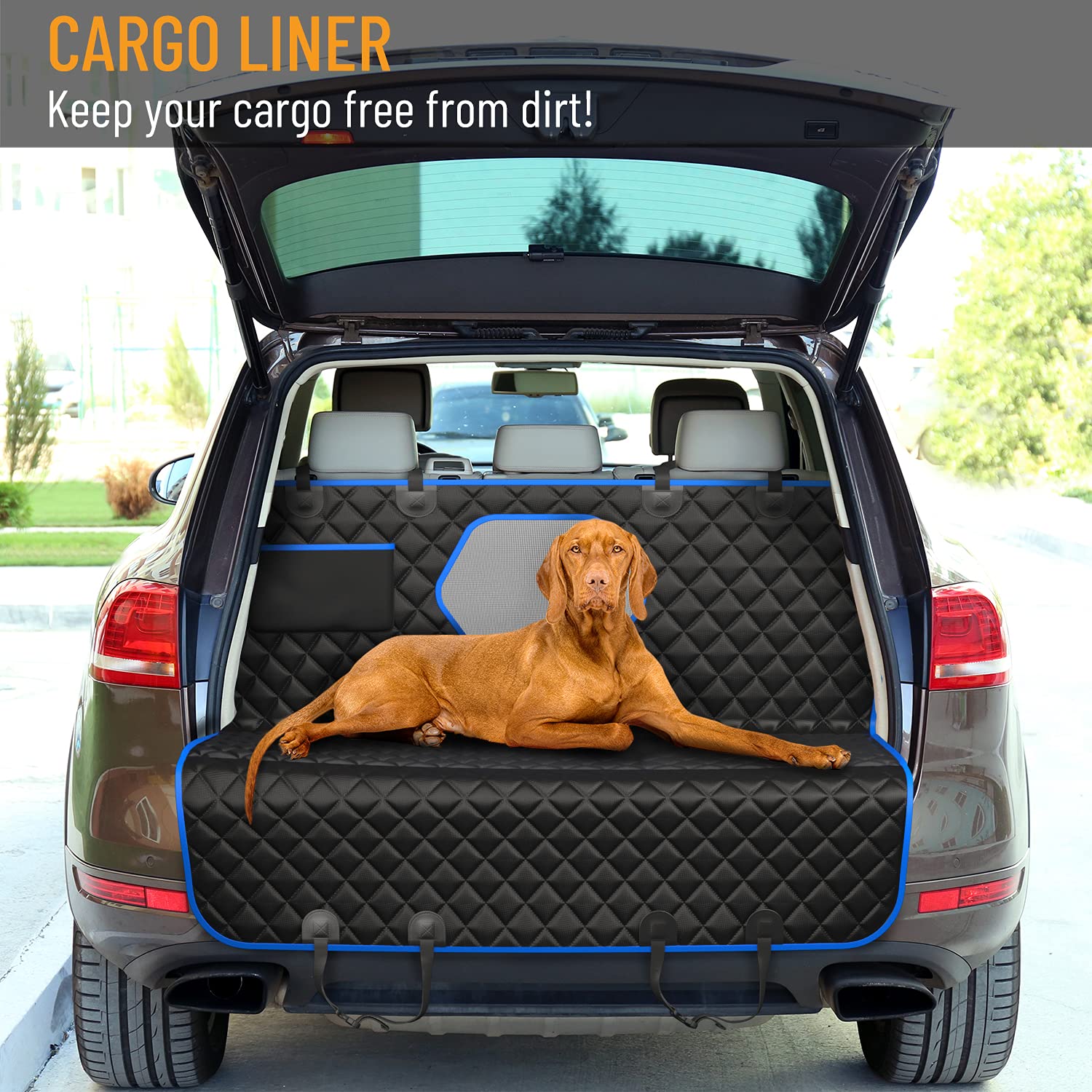 Active Pets Back Seat Cover for Dogs - XL Dog Hammock for Car w/ Mesh Window - Non-Slip, Waterproof Back Seat Protector for Trav