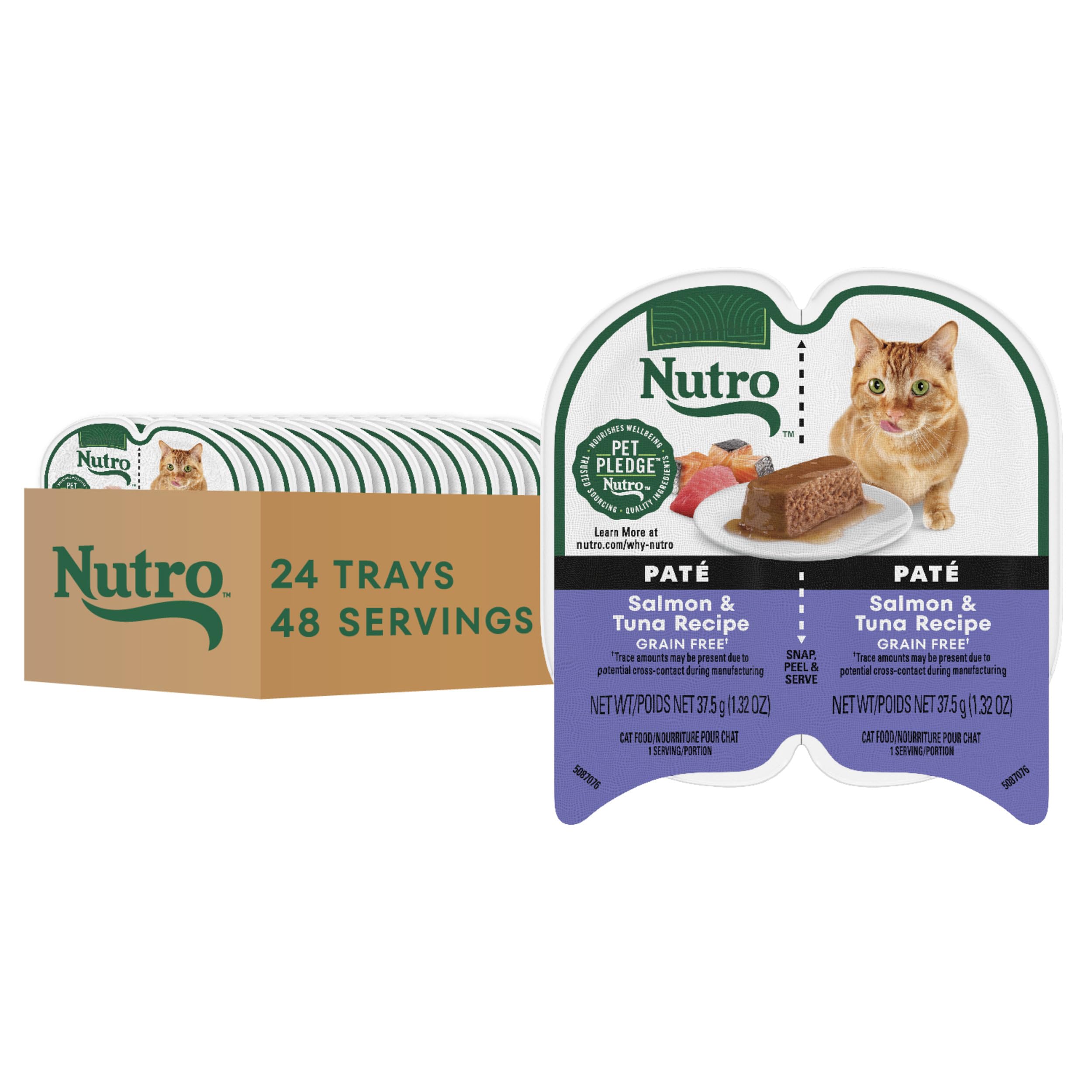 Nutro Perfect Portions Wet Cat Food Pate Salmon & Tuna Recipe, 2.64 oz. Twin-Pack Trays (24 Count, Pack of 1)