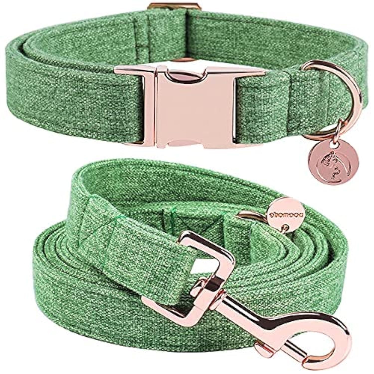 Dogwong Cotton Dog Collar And Leash Green Pet Collar Soft Durable For Small Medium Large Boy Girl Dogs