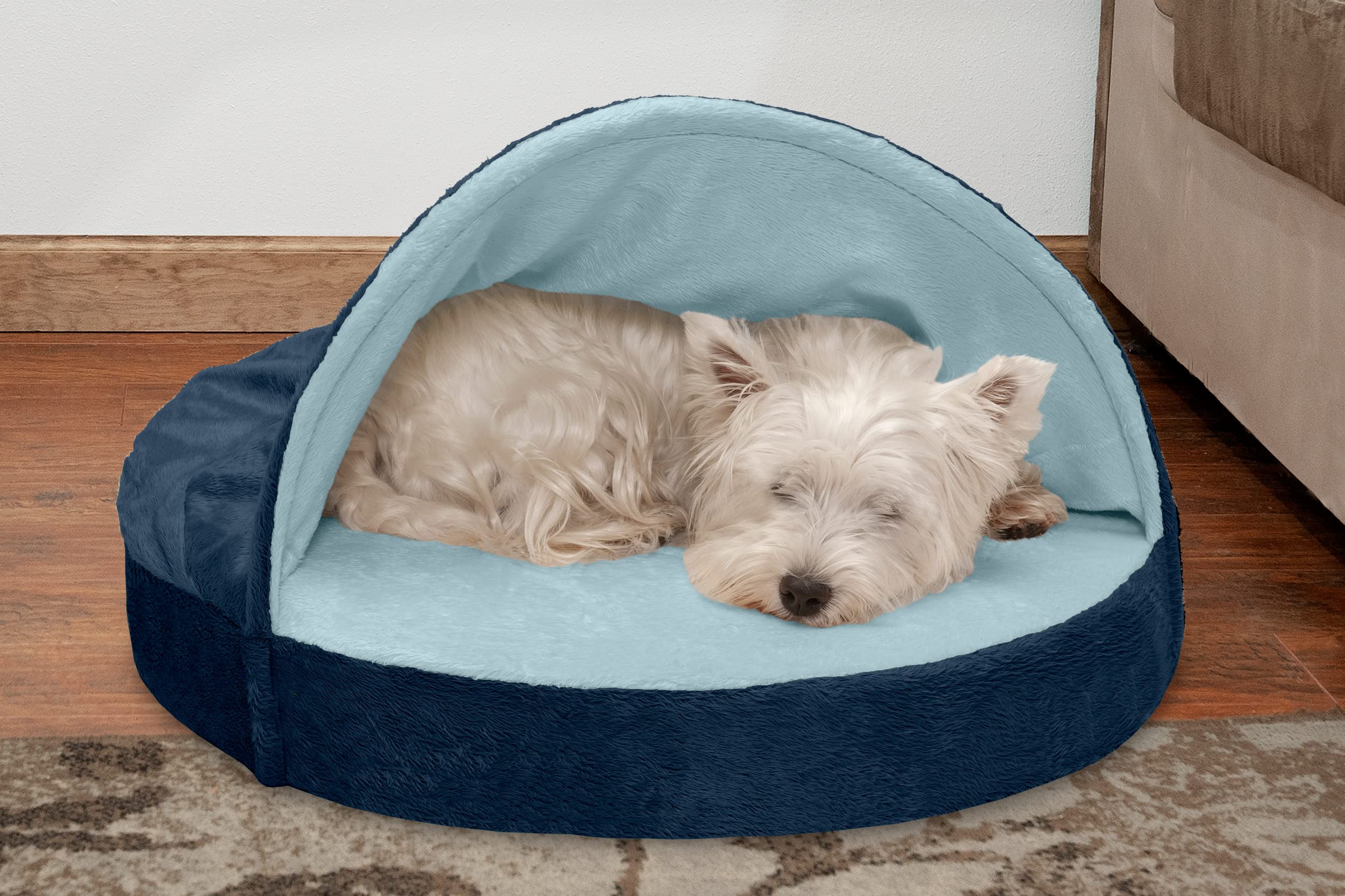 Furhaven 26 Round Cooling Gel Dog Bed for Medium/Small Dogs w/ Removable Washable Cover, For Dogs Up to 30 lbs - Microvelvet Snu