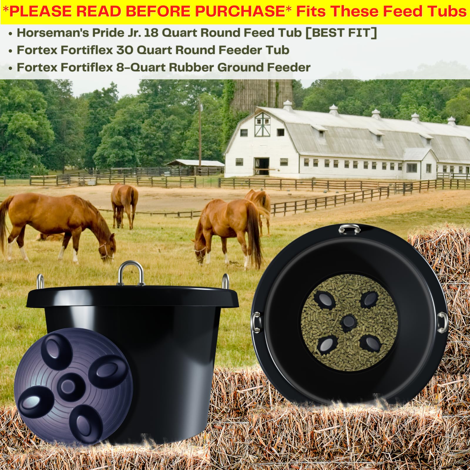 Drop 'N' Slow® Patented Portable Equine Slow Feeder Insert Designed To Reduce Choke, Curb Bad Eating Habits And Promote Healthy Digestion In Horses - Fits 12 Inch Round Feed Tubs