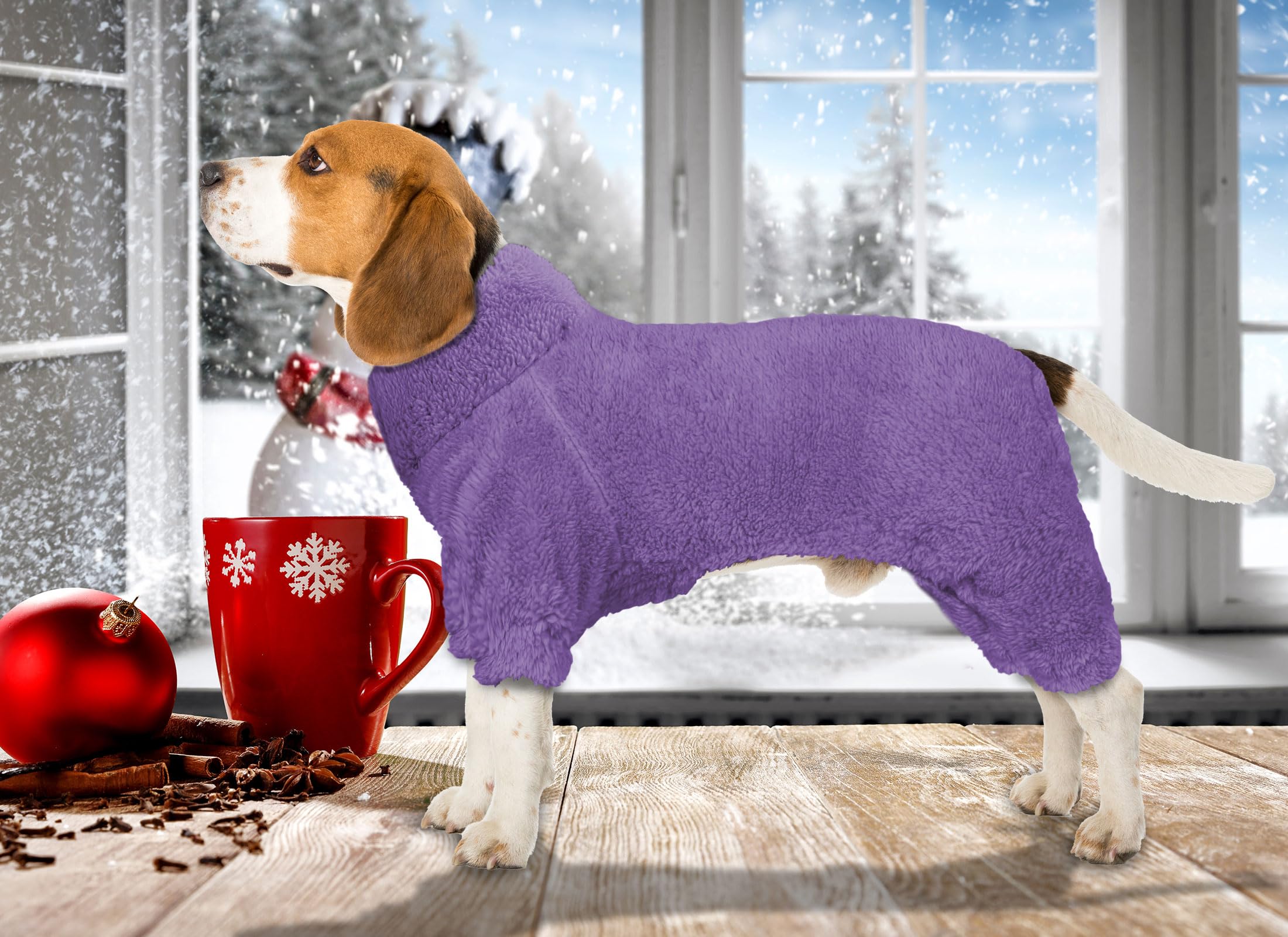 Fuzzy Pajamas Turtleneck Pjs - Warm, Soft, Cozy & Lightweight Dog Sweaters For Small Dogs (Purple, Xxs)