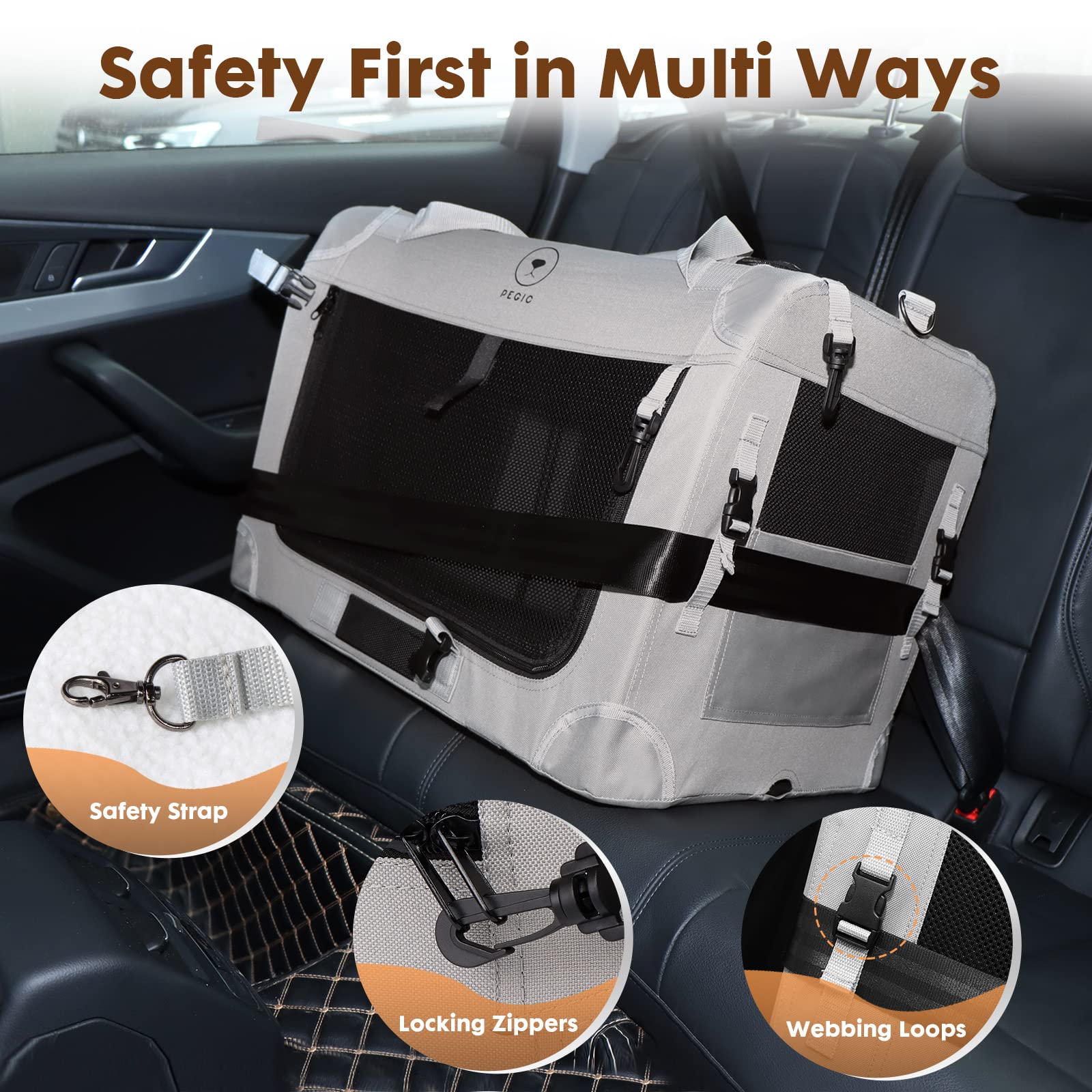 Pegic Extra Large Cat Carrier For 2 Cats, Portable Soft Sided Large Pet Carrier For Traveling, Indoor And Outdoor Uses, 24''  16