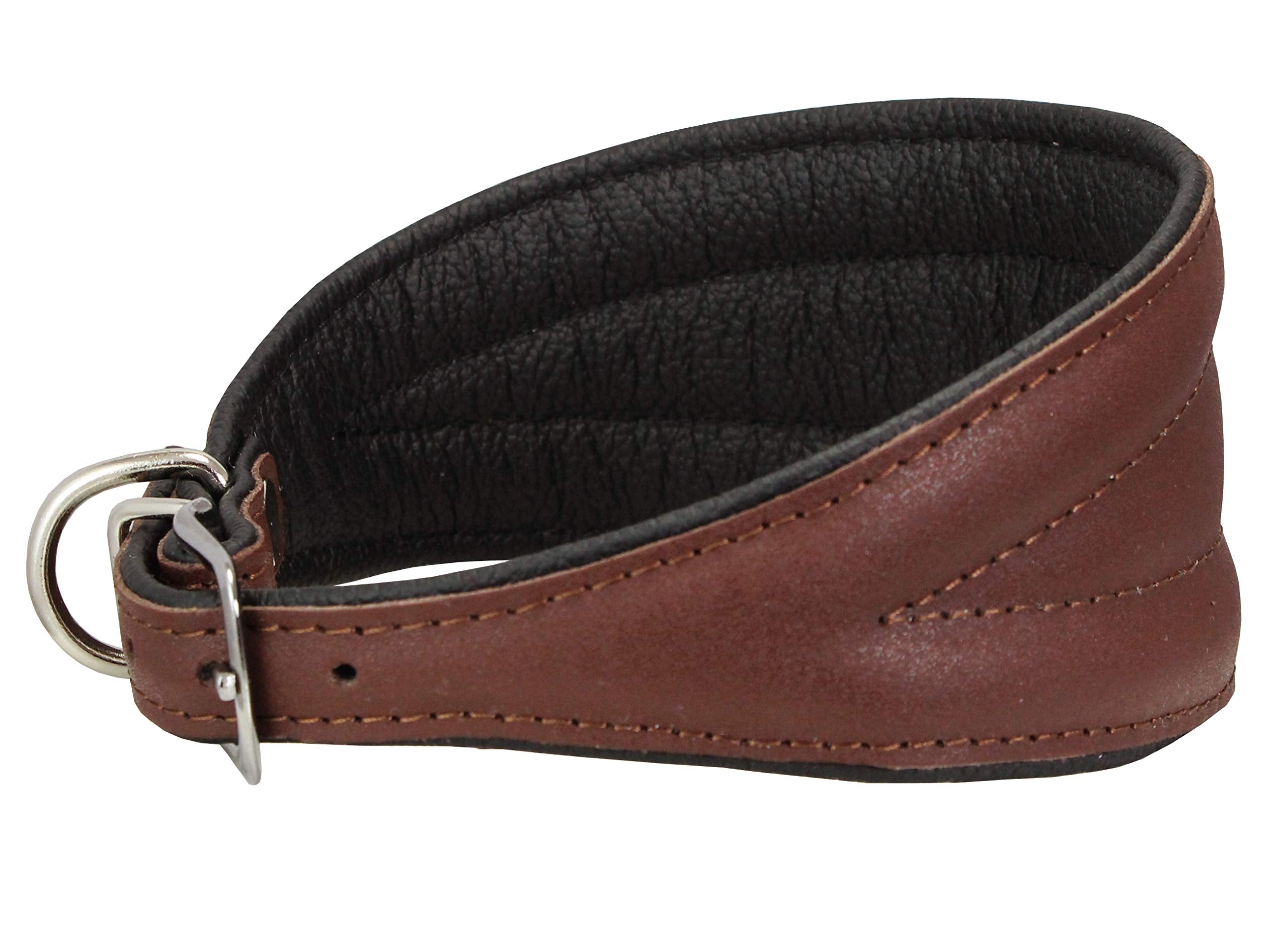 Dogs My Love Real Leather Extra Wide Padded Tapered Dog Collar (16.25'-18.75' Neck; 3' Wide, Brown)