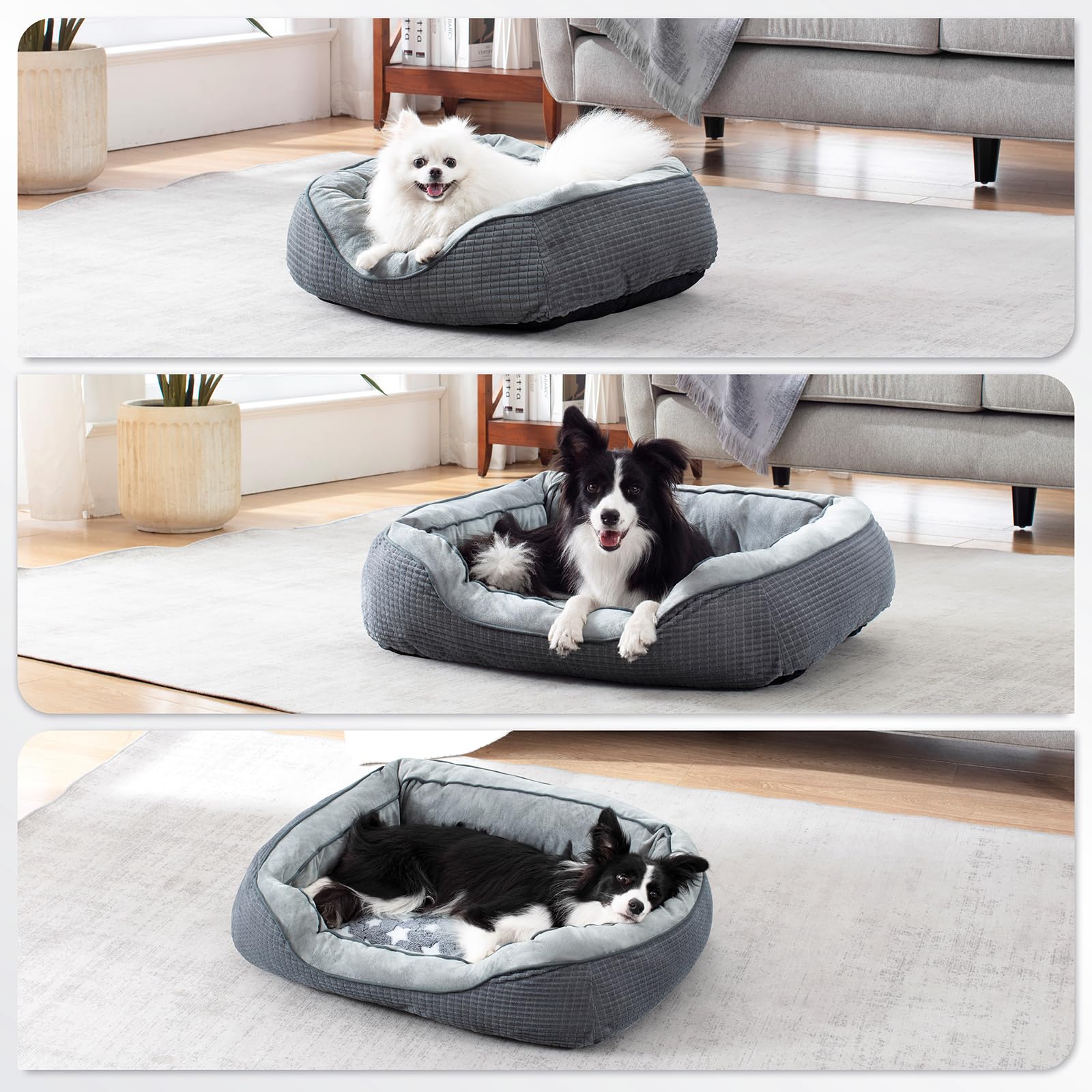 Siwa Mary Dog Beds For Small Dogs & Cats, Washable Dog Sofa Bed With Wide Sides, Pentagram Pattern Design, Pet Cuddler Bed, Warming Soft Calming Puppy Bed For Sleeping, Non-Slip Bottom