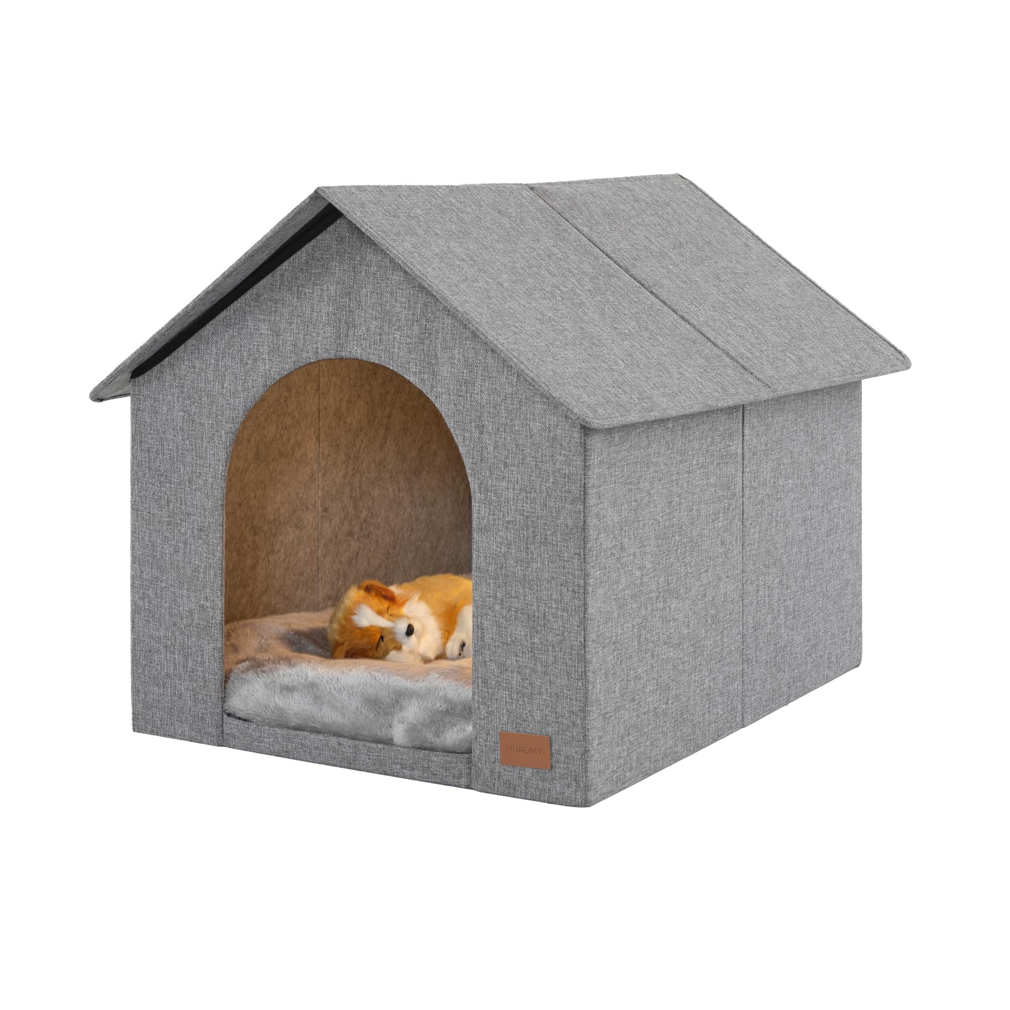 Indoor Dog House for Medium Dogs with Soft Cushion - Semi-Enclosed Warm Cave Bed for Pets Up to 23.6 Long