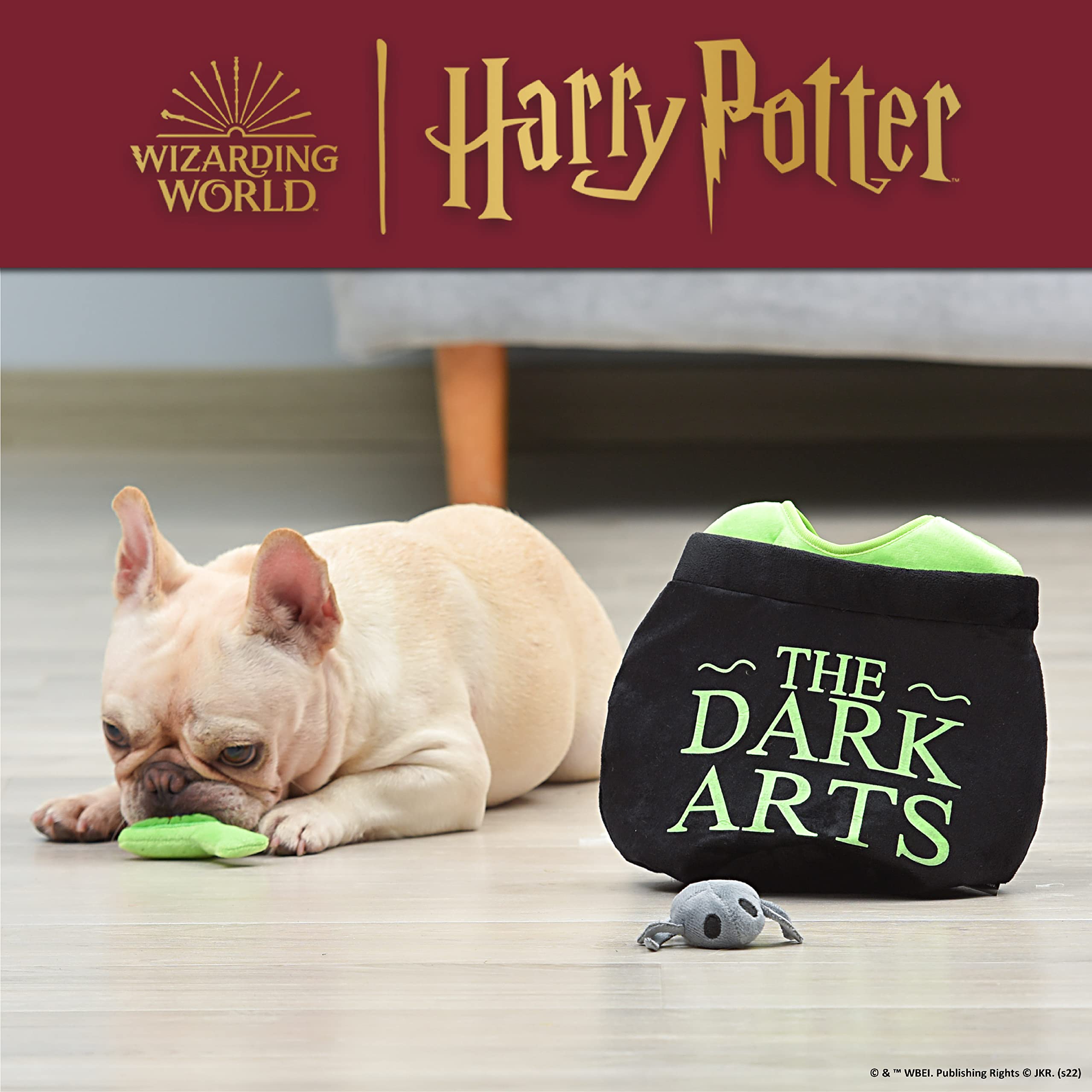 Harry Potter 10'' Dark Arts Potion Burrow Toy Dog Toy Dark Arts Cauldron with Plush Removable Parts Dark Arts Cauldron, Potion,