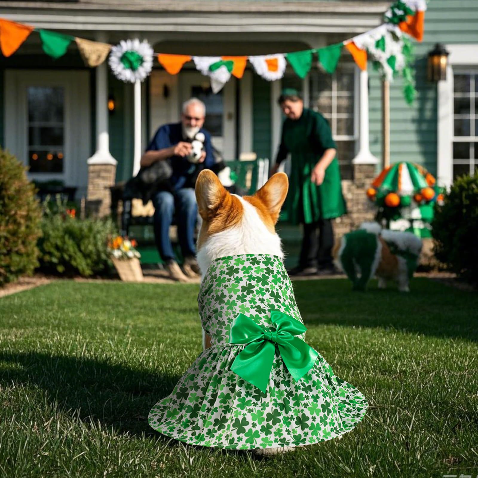 Habbiful Dog St Patricks Day Outfit, Puppy Dog St.Patrick'S Day Clothes Shamrock Dog Skirt Green Dog Dress Spring Summer Pet Dog
