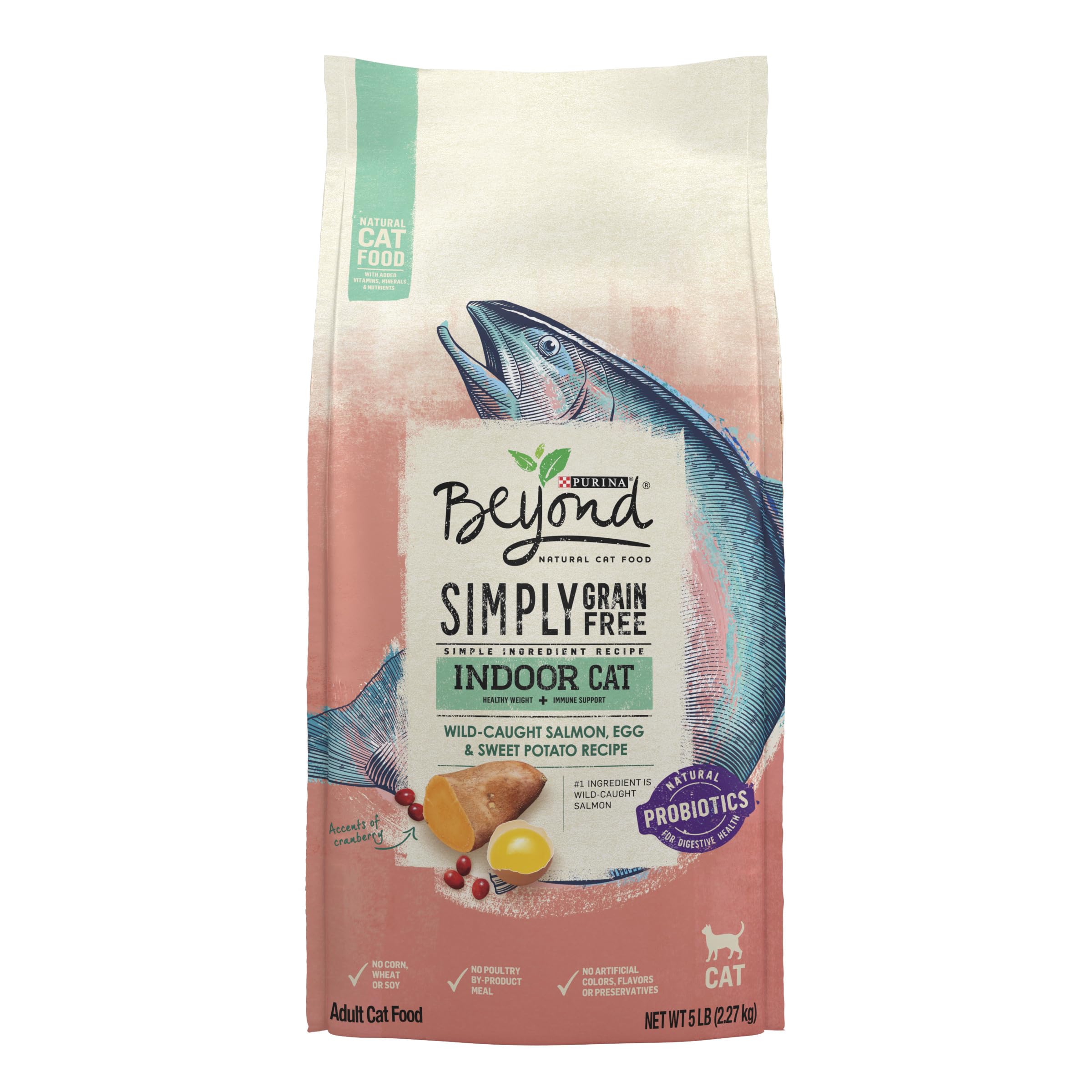 Purina Beyond Grain Free, Natural Dry Cat Food, Simply Indoor Salmon, Egg & Sweet Potato Recipe - 5 lb. Bag