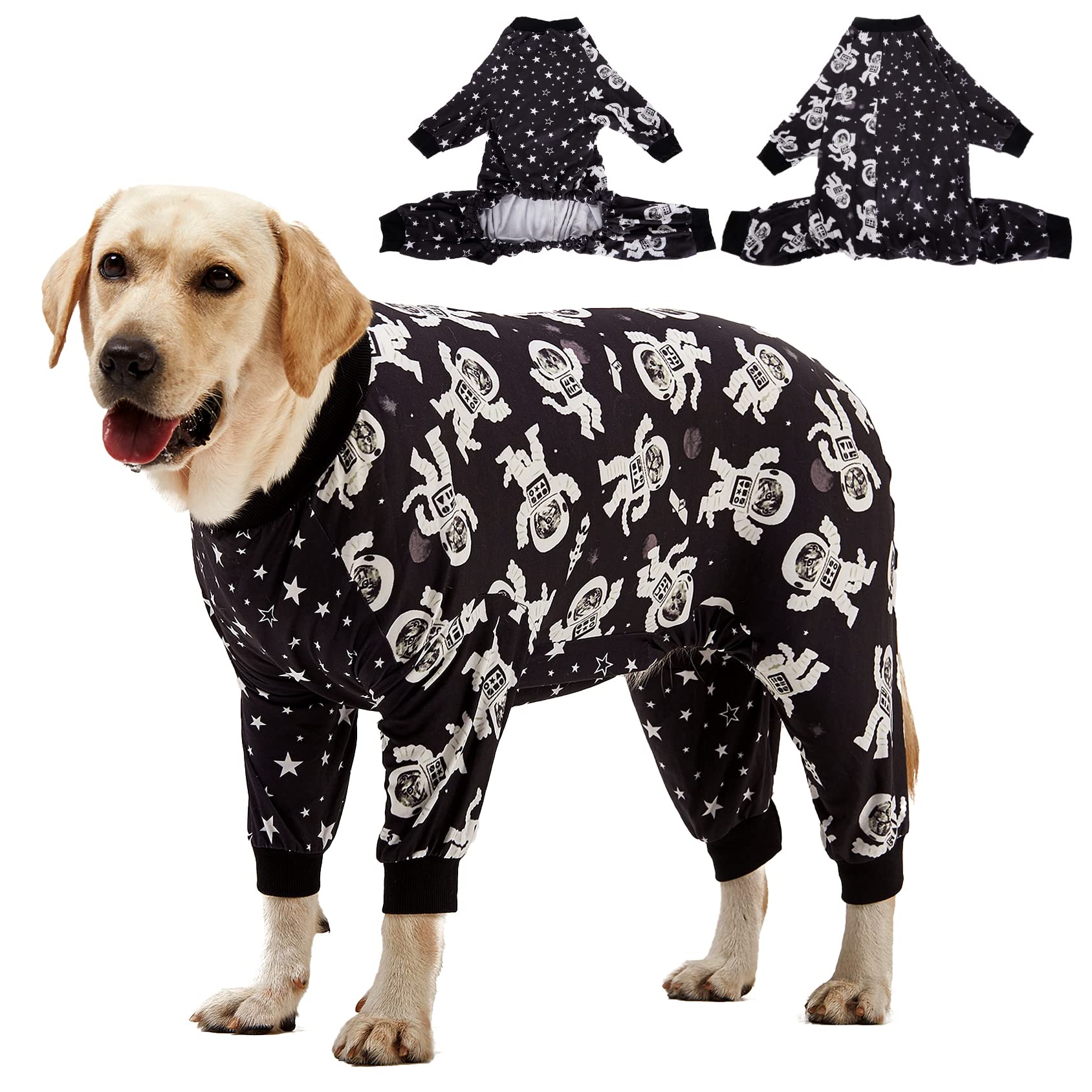 Lovinpet Large Dog Pyjamas - Slim Fit, Lightweight Pullover, Full Coverage Dog Pjs, Outer Space Astronaut Print, Pitbull/Large B